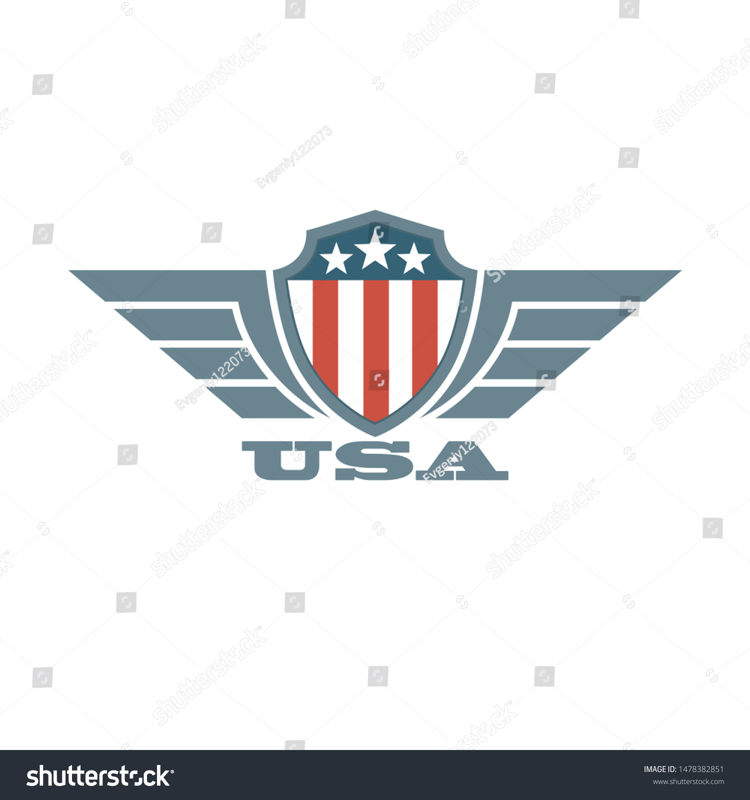 Shield American Flag Wings Text Color Stock Vector (Royalty Free ...