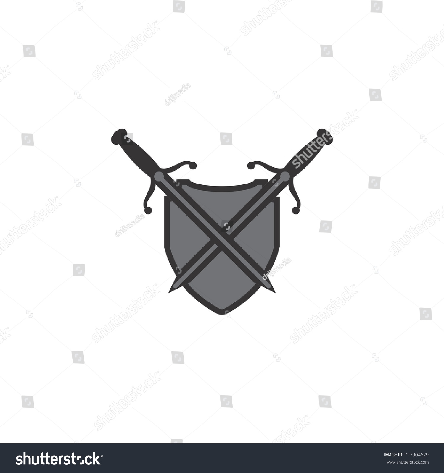 Shield Sword Icon Logo Stock Vector 727904629 - Shutterstock