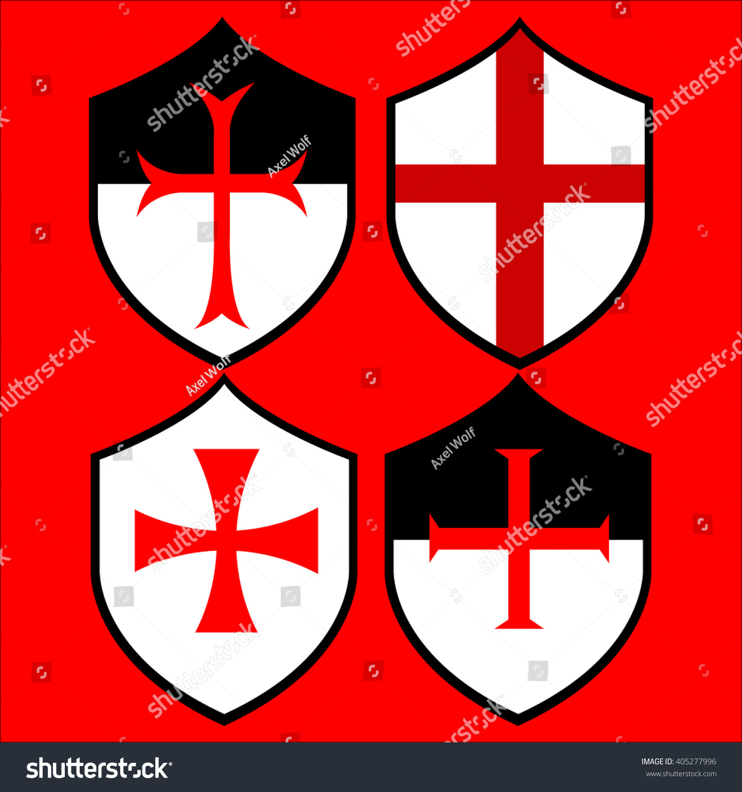 Shields Templar Knights Crosses Templars Vector Stock Vector Royalty