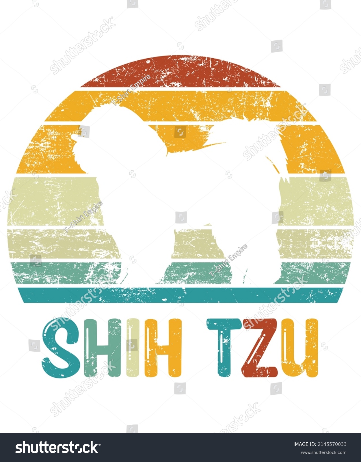 SVG of Shih Tzu Retro Vintage Sunset T-shirt Design template, Shih Tzu on Board, Car Window Sticker, POD, cover, Isolated white background, White Dog Silhouette Gift for Shih Tzu Lover svg