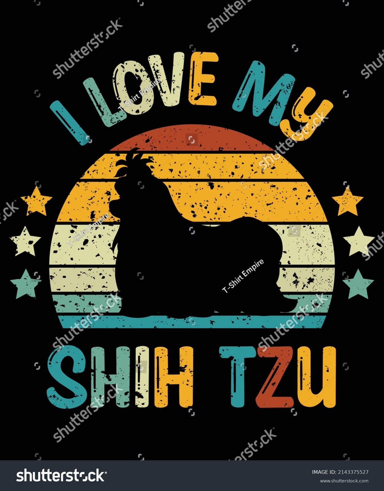 SVG of Shih Tzu silhouette vintage and retro t-shirt design svg