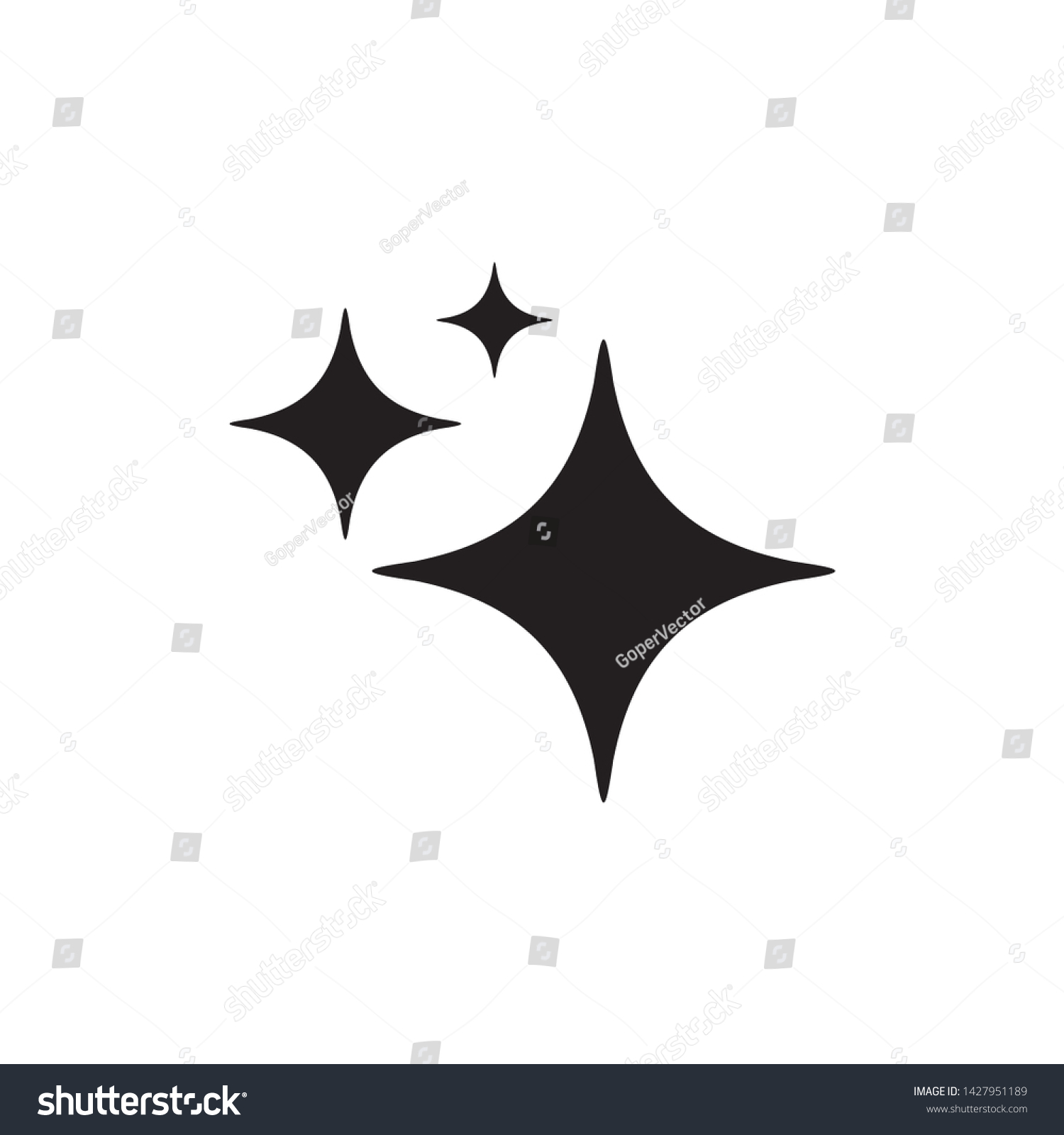 Shine Icon Symbol Vector On White Stock Vector (Royalty Free) 1427951189