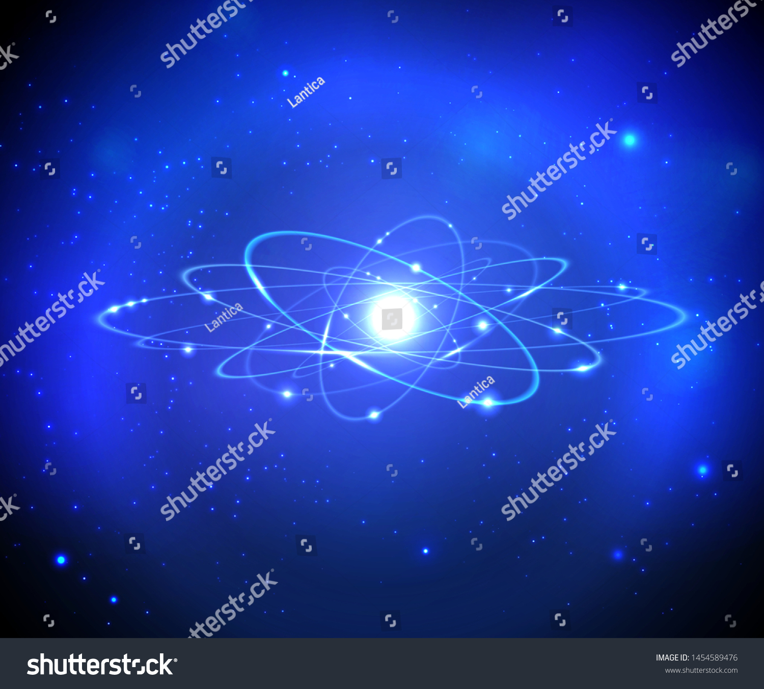 Shining Atom Model Neon Orbit Galaxy Stock Vector (Royalty Free ...