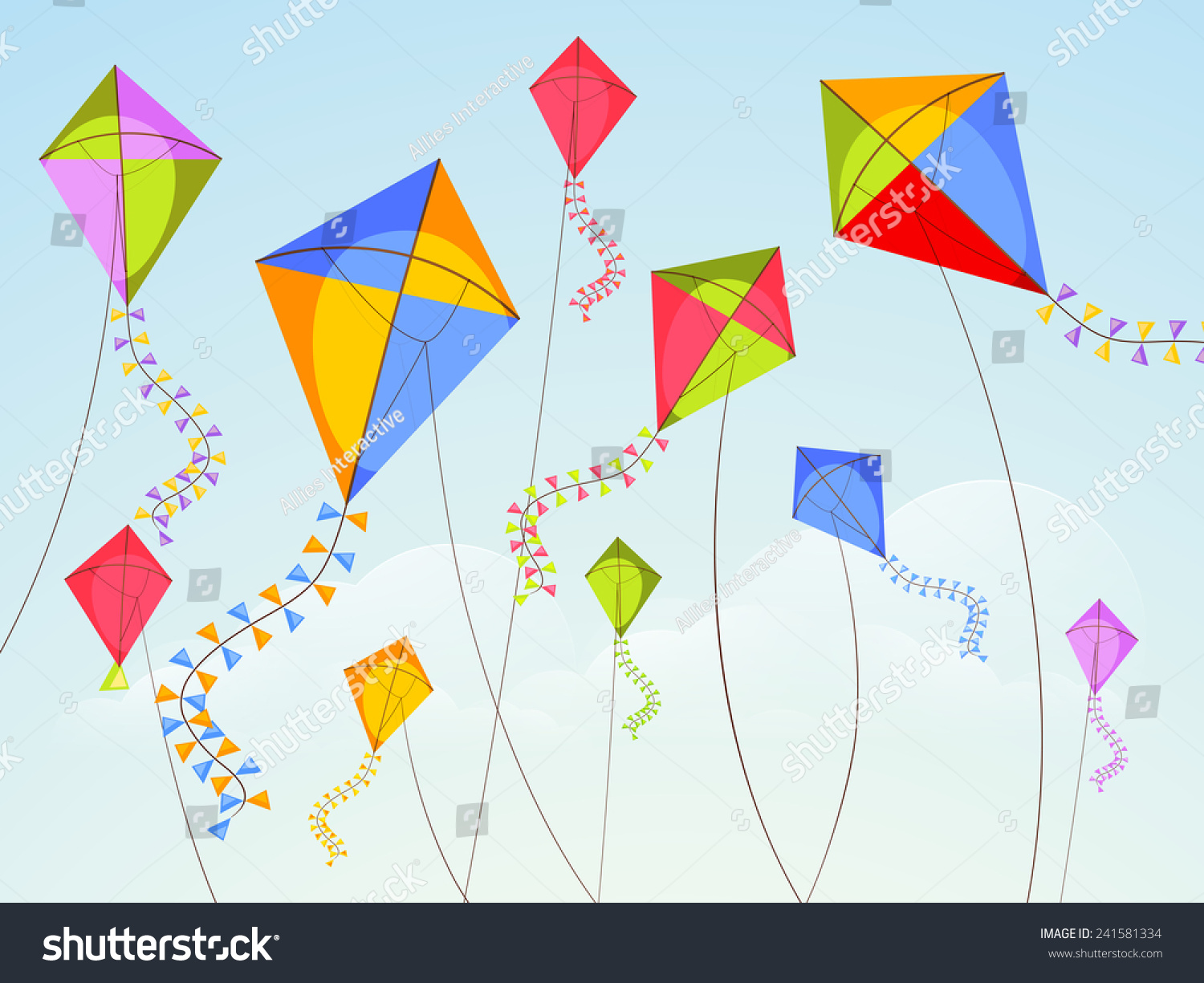 SVG of Shiny kites flying on occasion of Happy Vasant Panchami celebration. svg