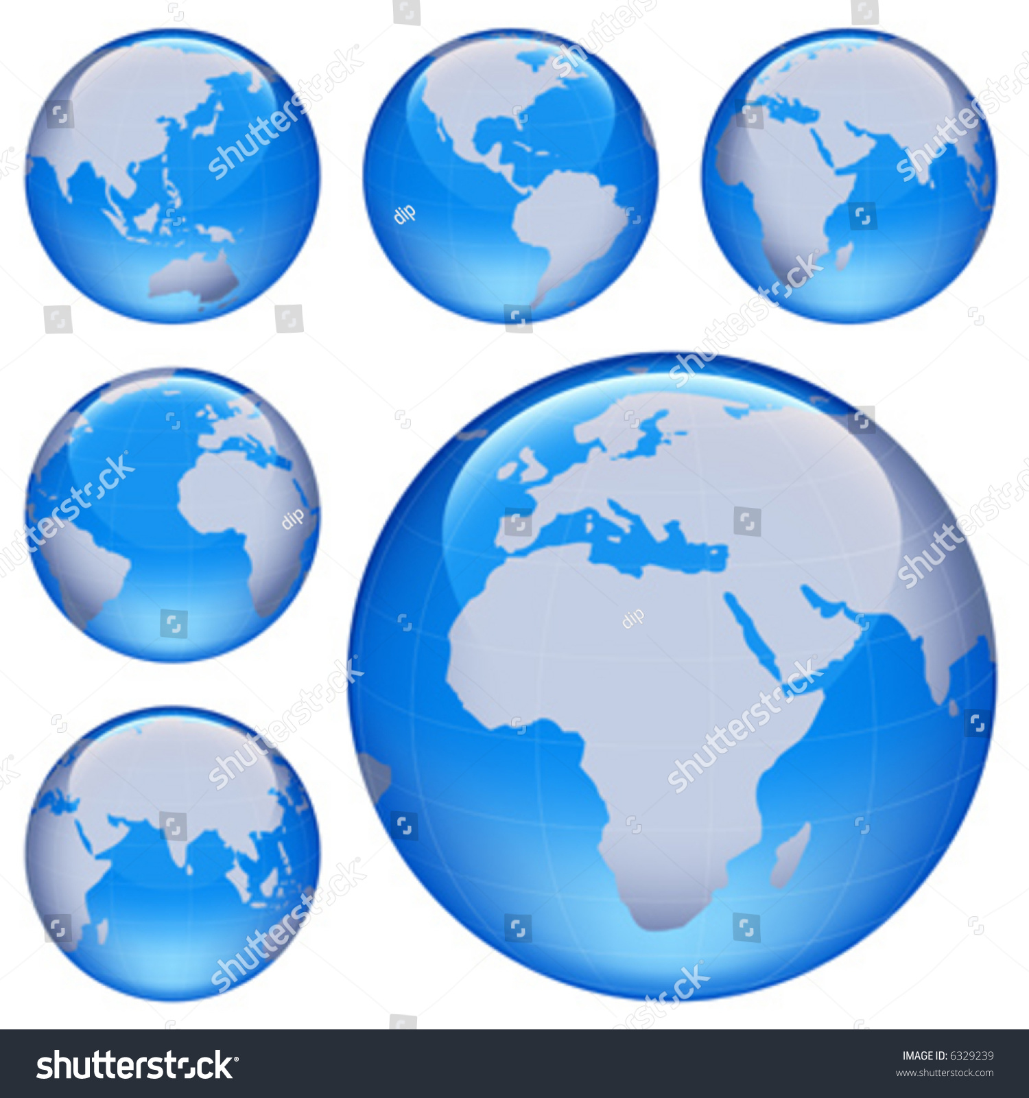 Shiny Planet Earth Map From Six Views; Illustration - 6329239 ...