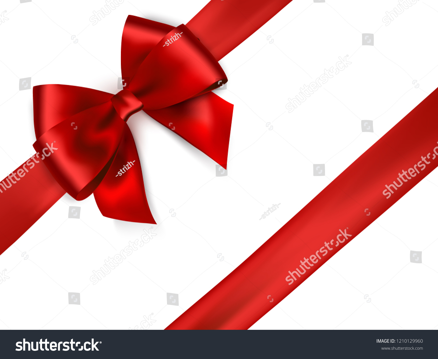 Shiny Red Satin Ribbon On White Stock Vector (Royalty Free) 1210129960 ...