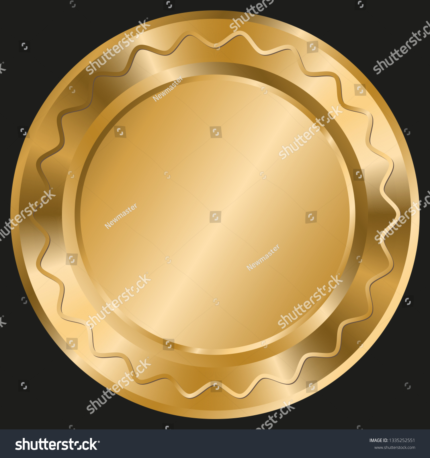 Shiny Round Template Gold Wavy Lines Stock Vector (Royalty Free ...