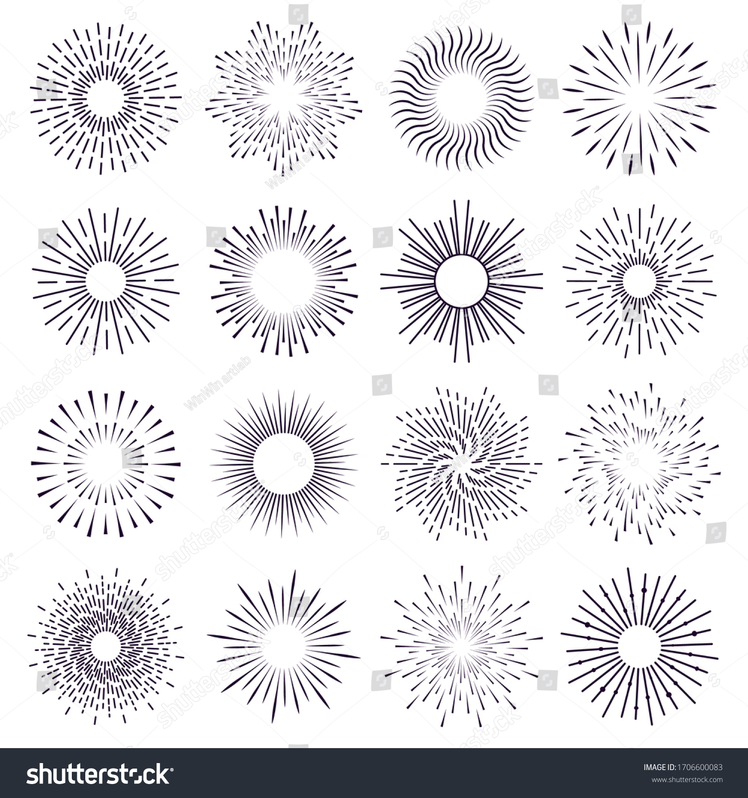 Shiny Sunburst Vintage Star Radiant Sunbursts Stock Vector (Royalty ...