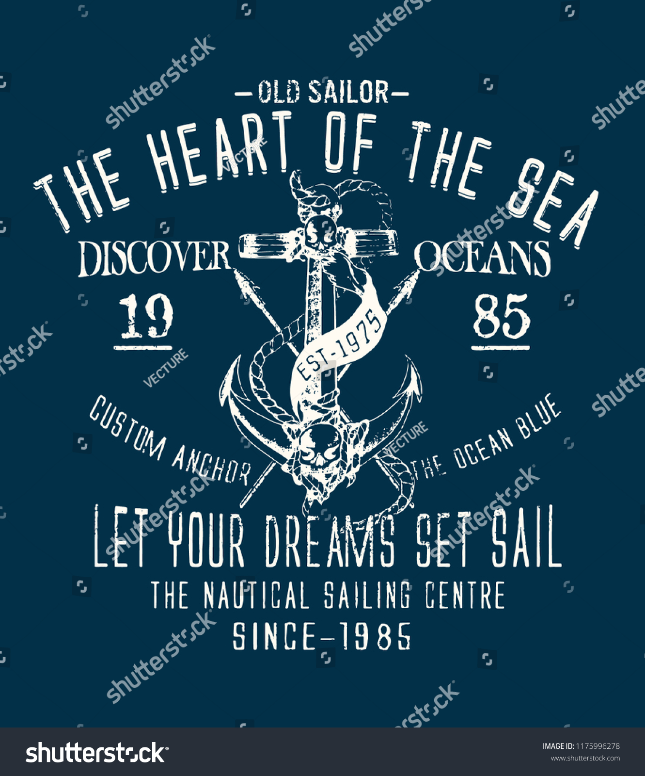 Ship Anchor Slogan Graphic Design Stock Vector (Royalty Free) 1175996278