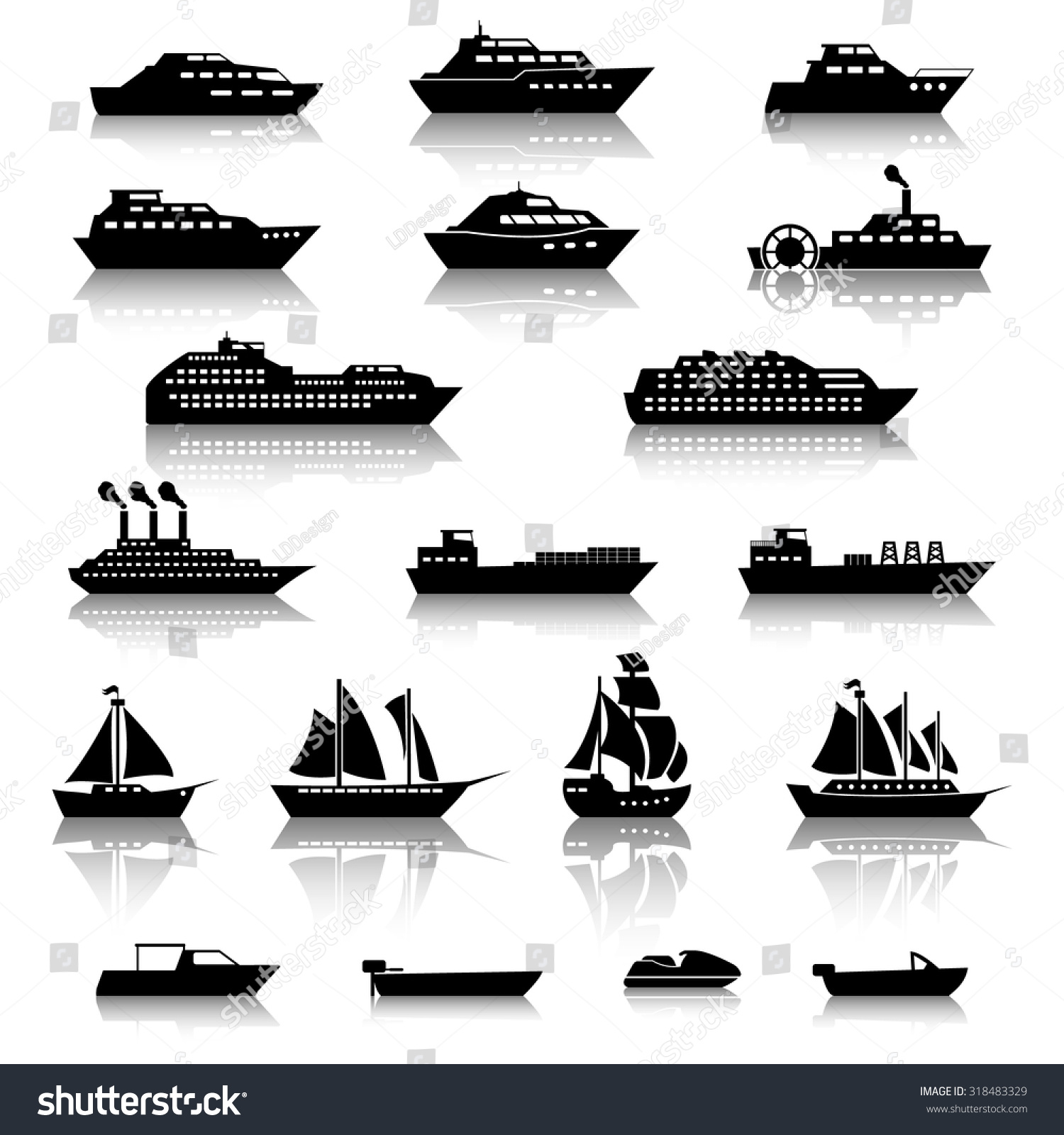 Ship Boat Icons Stock Vector 318483329 : Shutterstock