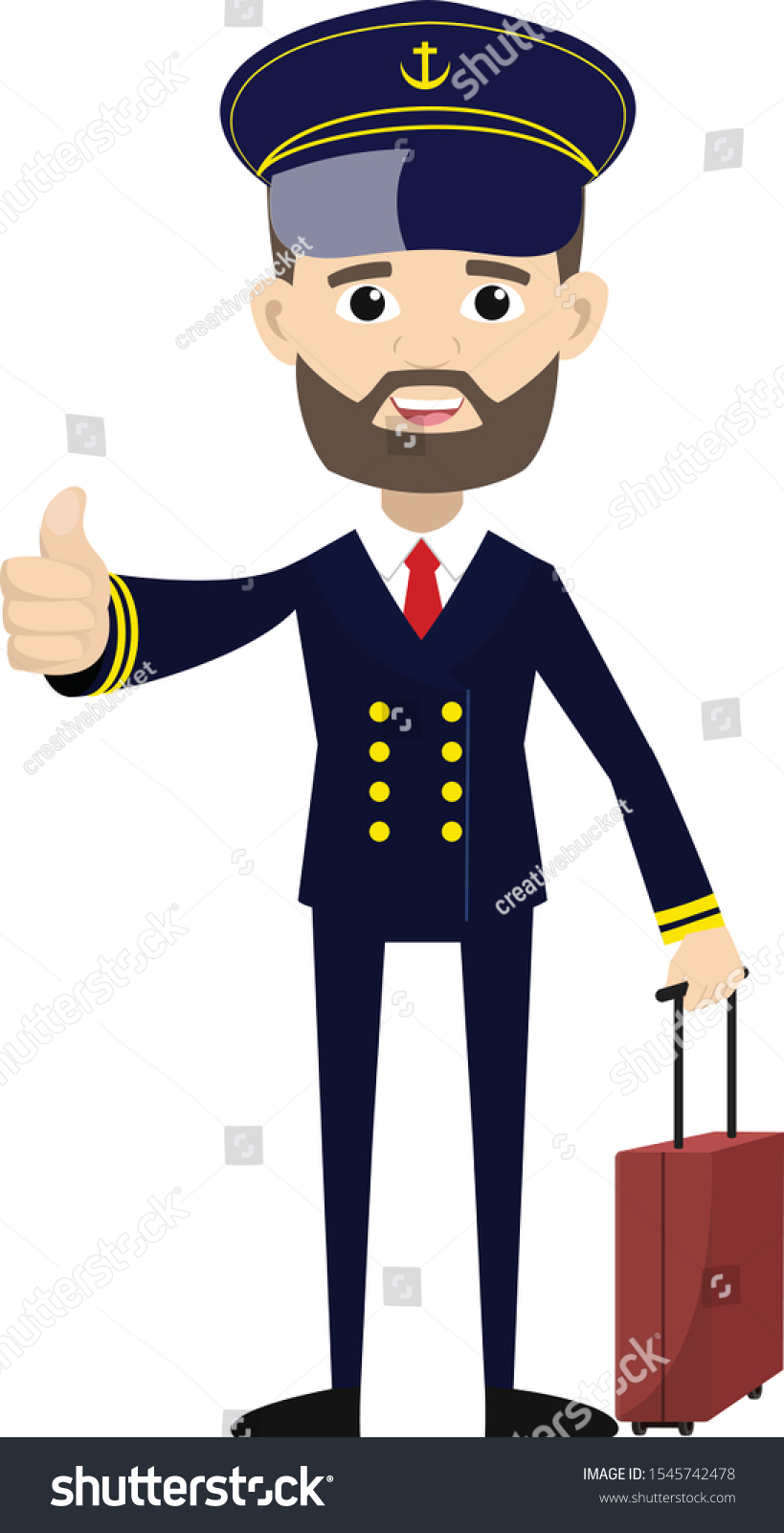 Ship Captain Pilot Showing Thumb Vector: เวกเตอร์สต็อก (ปลอดค่า ...