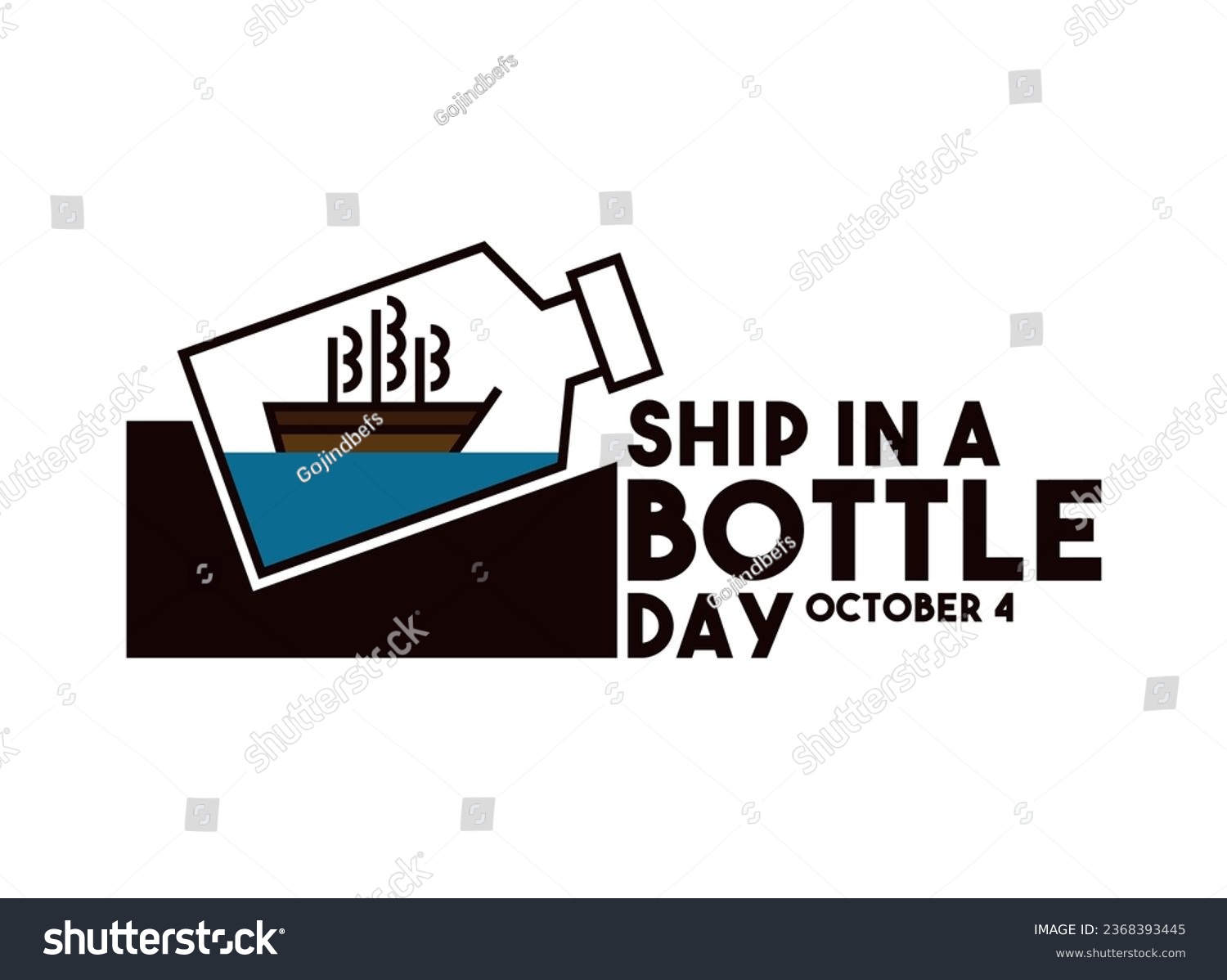 SVG of Ship in a bottle day. October 4. Eps 10. svg