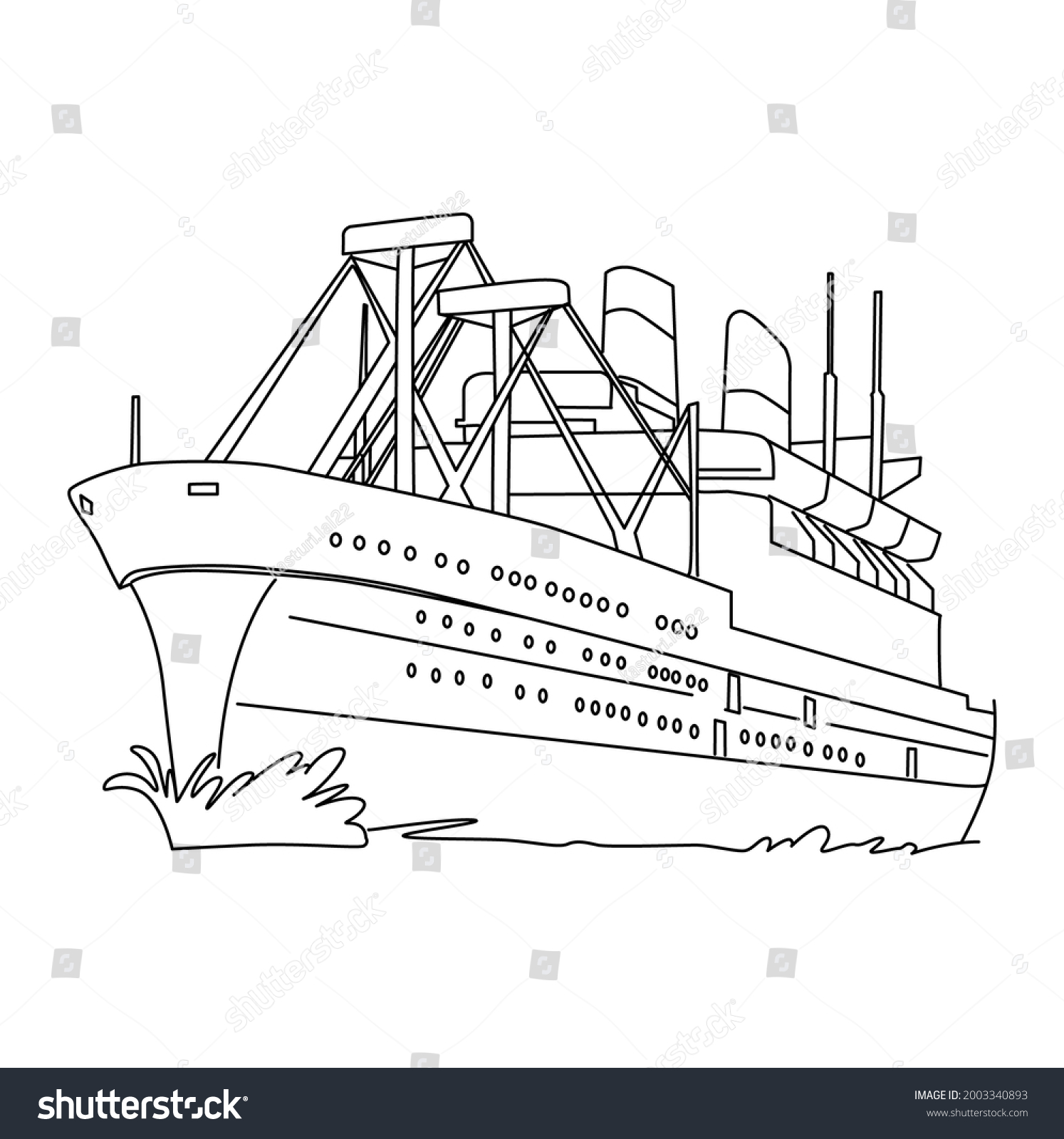 Ship Line Drawing Clip Art Stock Vector (Royalty Free) 2003340893 ...