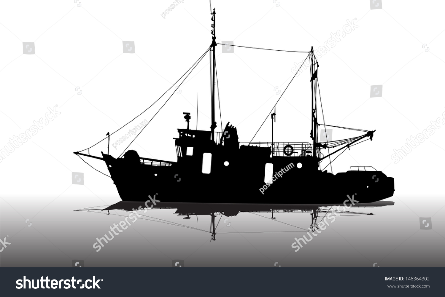 Download Ship Silhouette On Sea Stock Vector 146364302 - Shutterstock