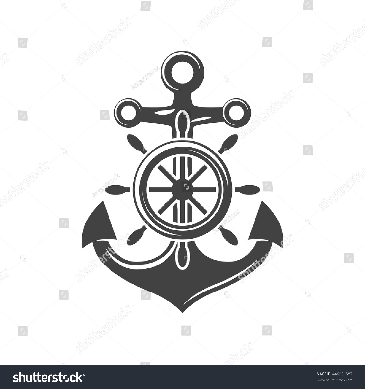 ship steering wheel anchor black icon stock vector ship steering wheel anchor black icon stock vector