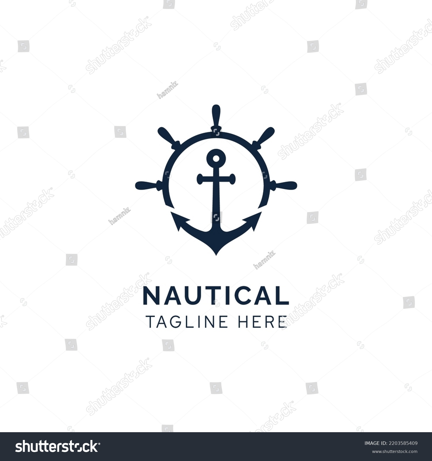 SVG of Ship wheel and anchor for boat ship yacht nautical transport logo design vector inspiration svg