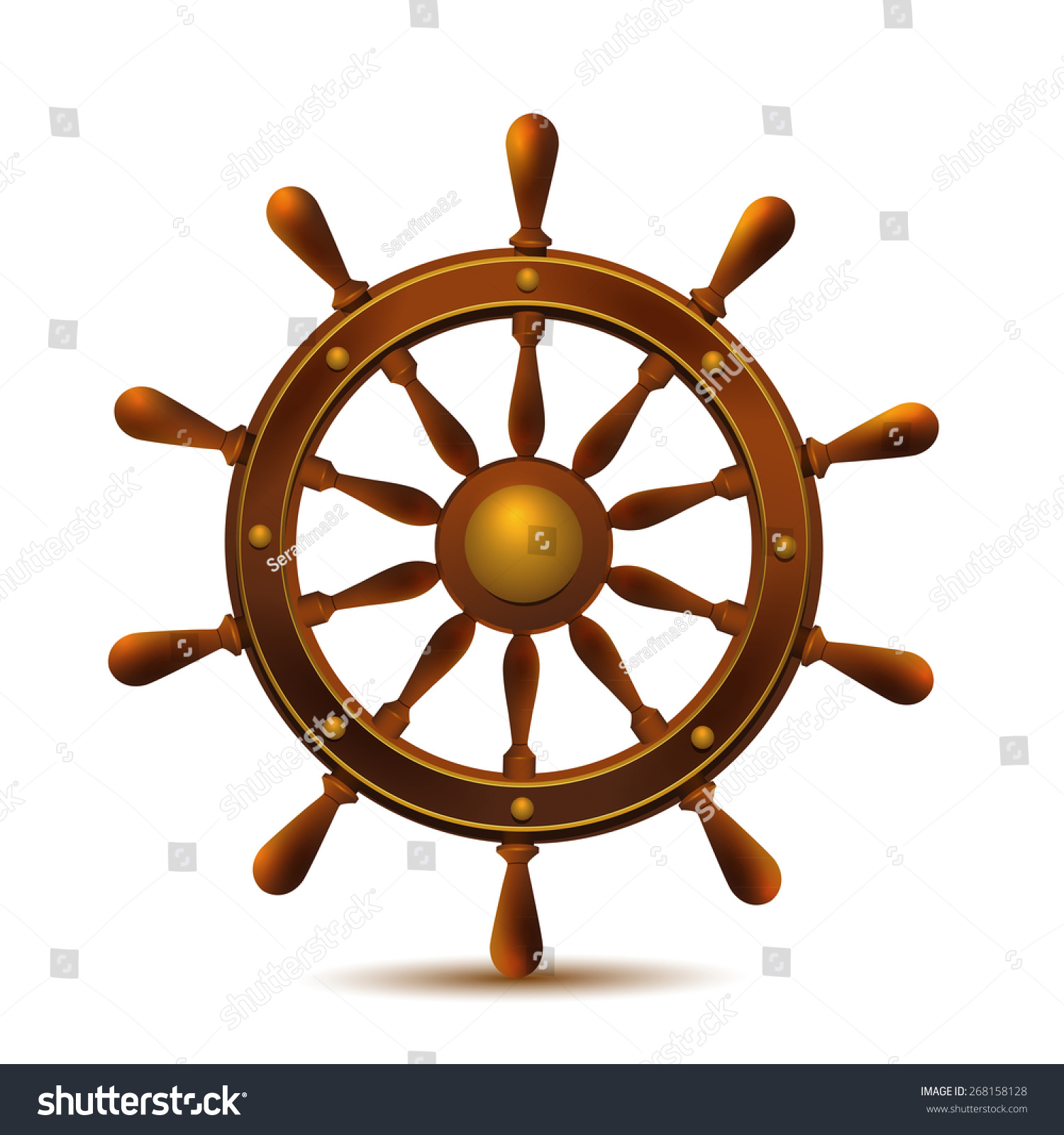 Ship Wheel Marine Wooden Vintage Vector Stock Vector ...