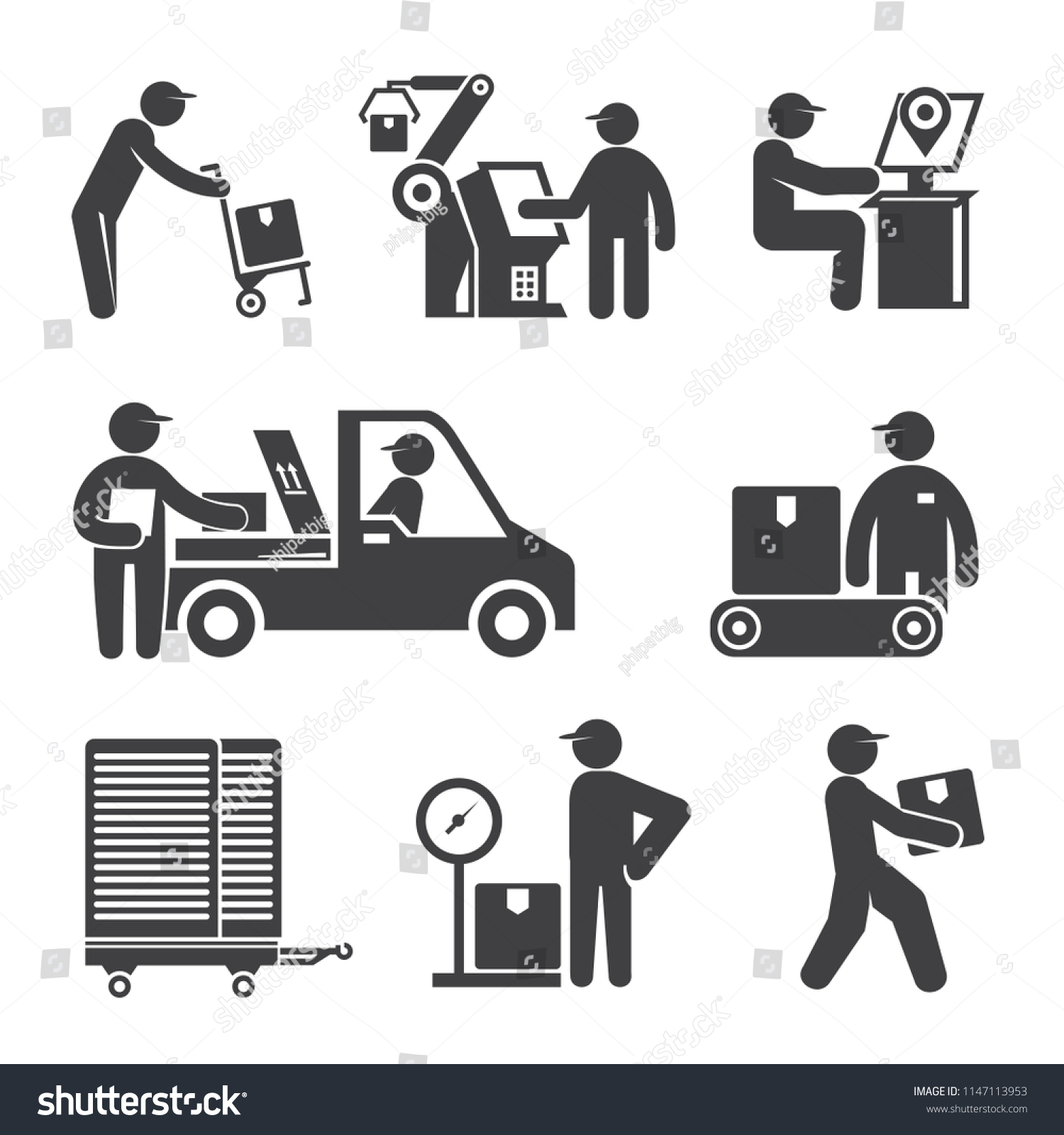 Shipping Delivery Service People Icons Stock Vector (Royalty Free ...