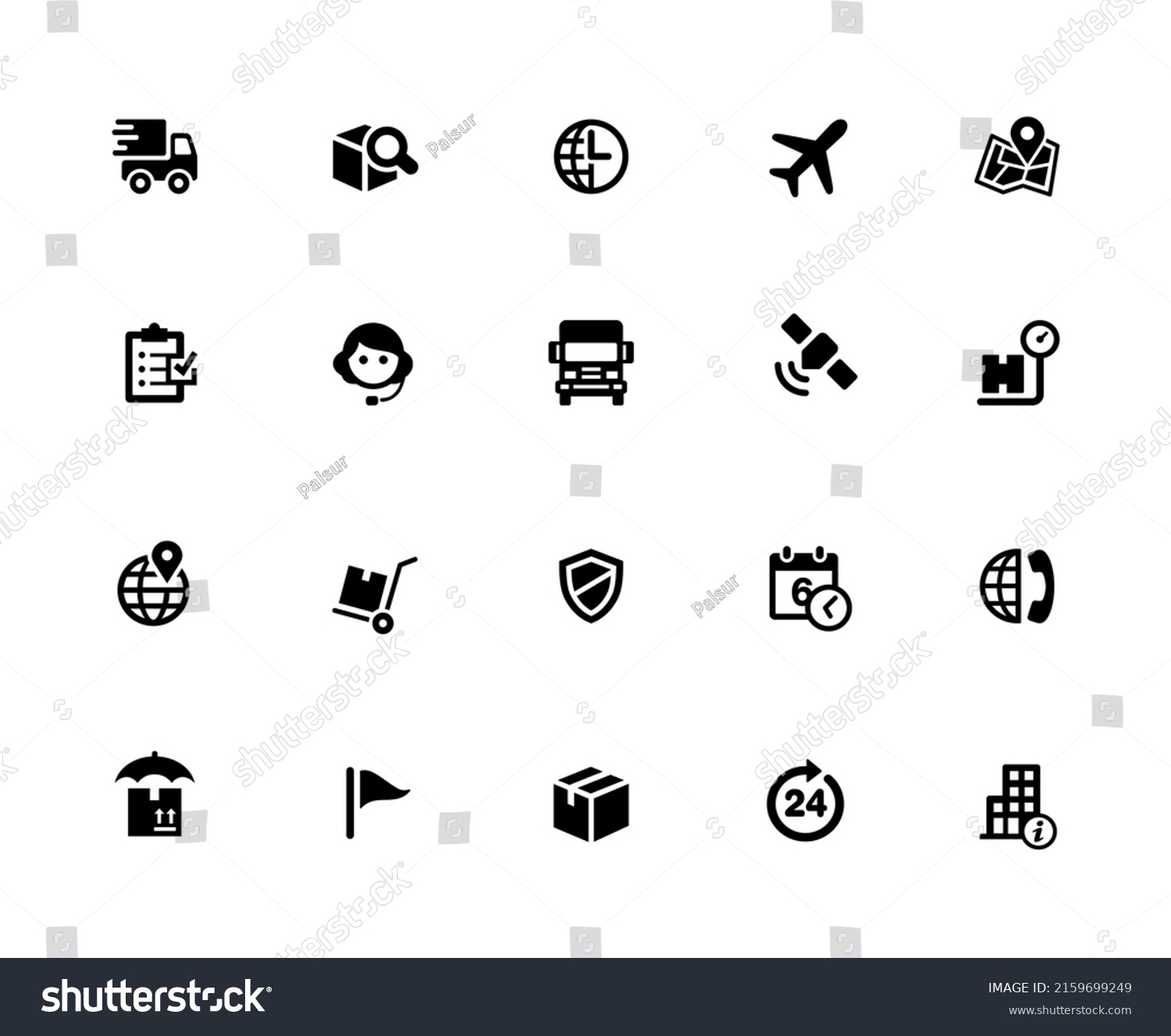 Shipping Tracking Icon Set 32px Solid Stock Vector (Royalty Free ...