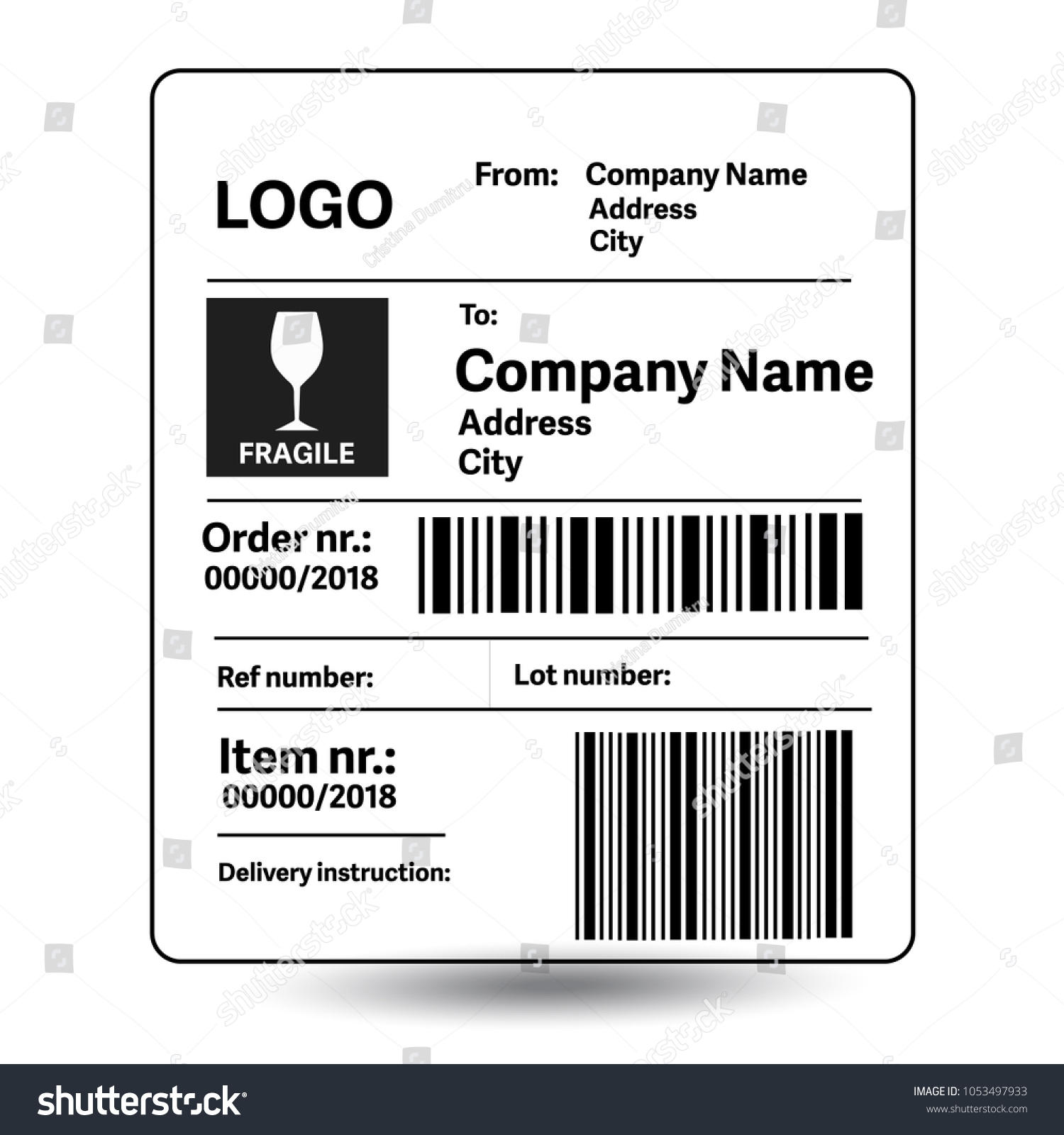 Shipping Label Template Stock Vector (Royalty Free) 23 Inside Package Shipping Label Template