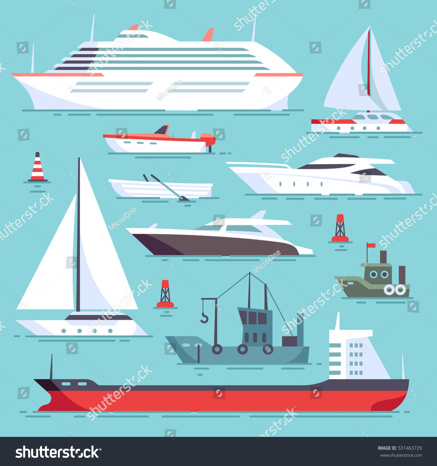 SVG of Ships at sea, shipping boats, ocean transport vector icons set svg