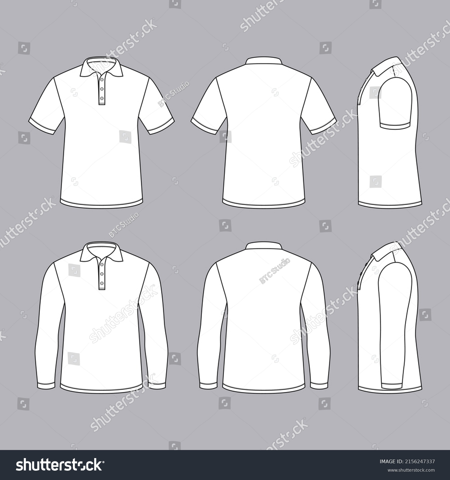 Shirt Polo Technical Fashion Illustration Short Stock Vector (Royalty ...