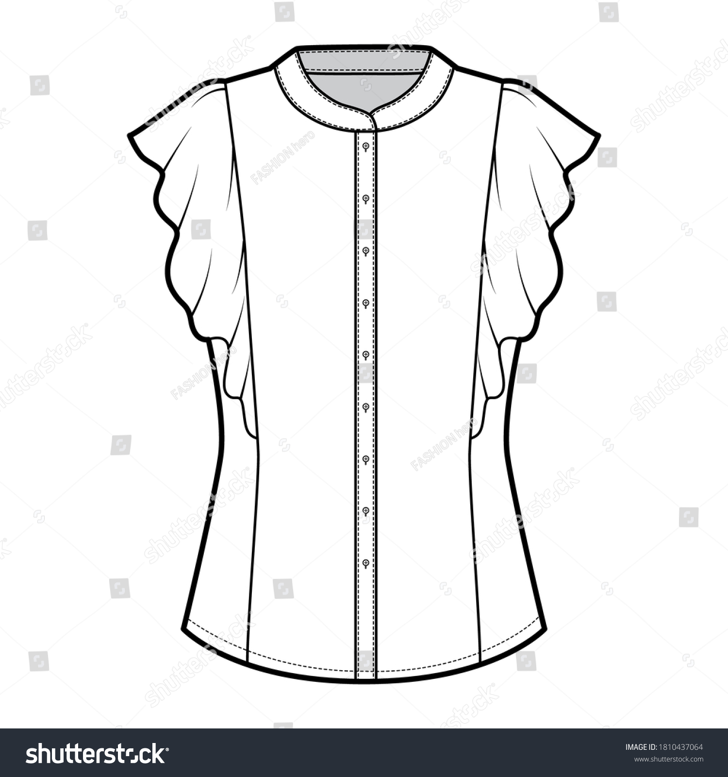 Shirt Technical Fashion Illustration Fitted Body Stock Vector (Royalty ...