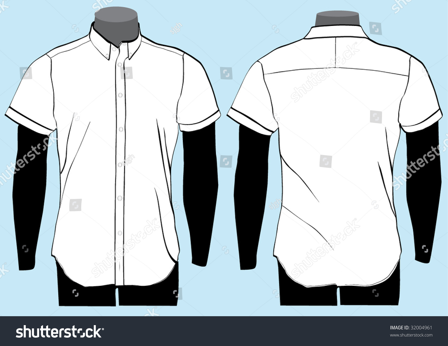 Shirt Template With Front And Back Stock Vector Illustration 32004961 ...