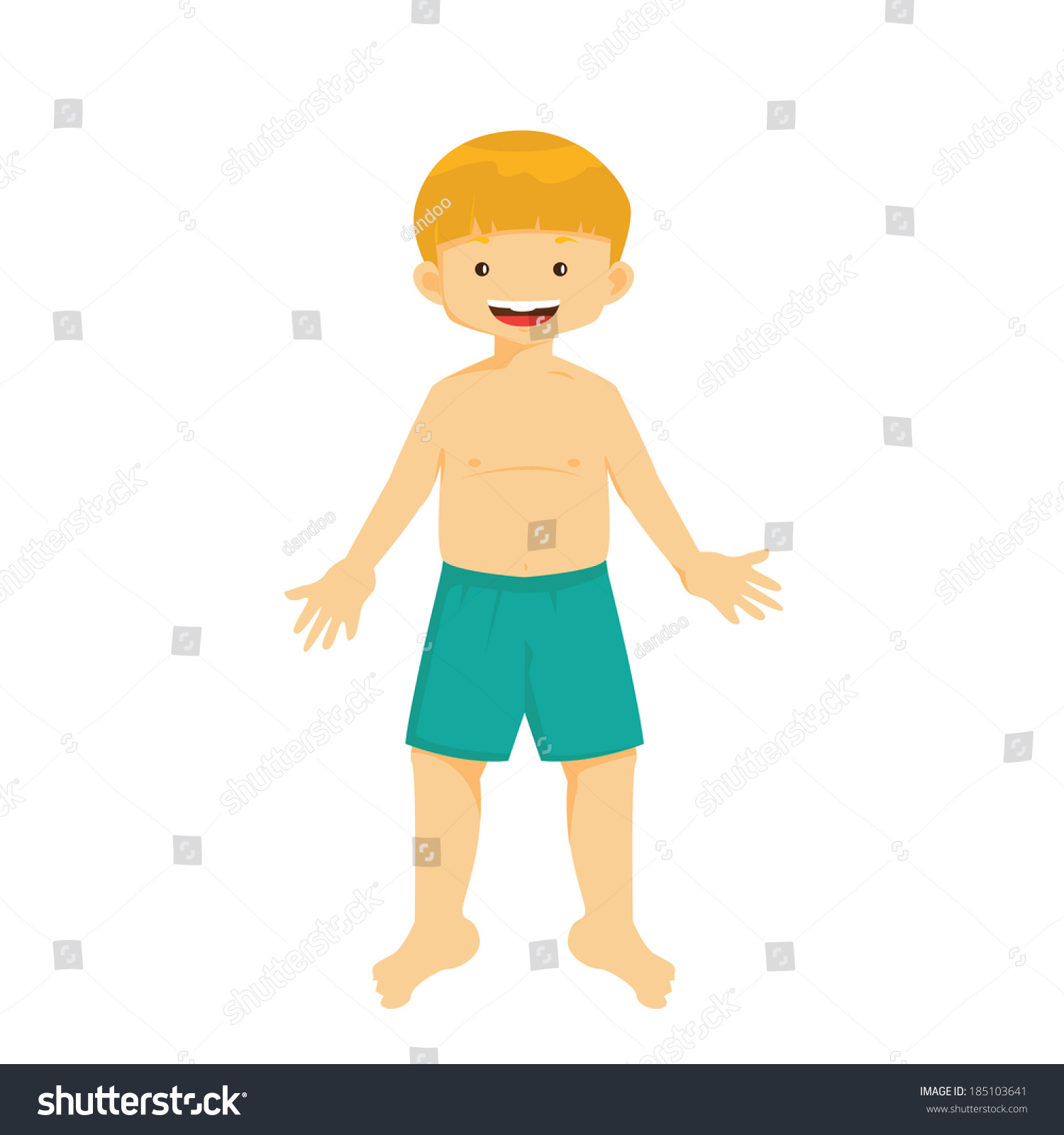 Shirtless Kid Young Boy With Healthy Body Stock Vector 185103641 ...