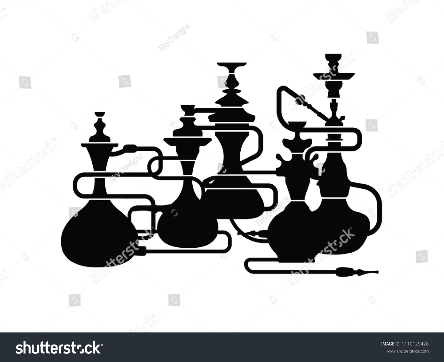 Shisha Hookah Icons 2 Stock Vector Royalty Free