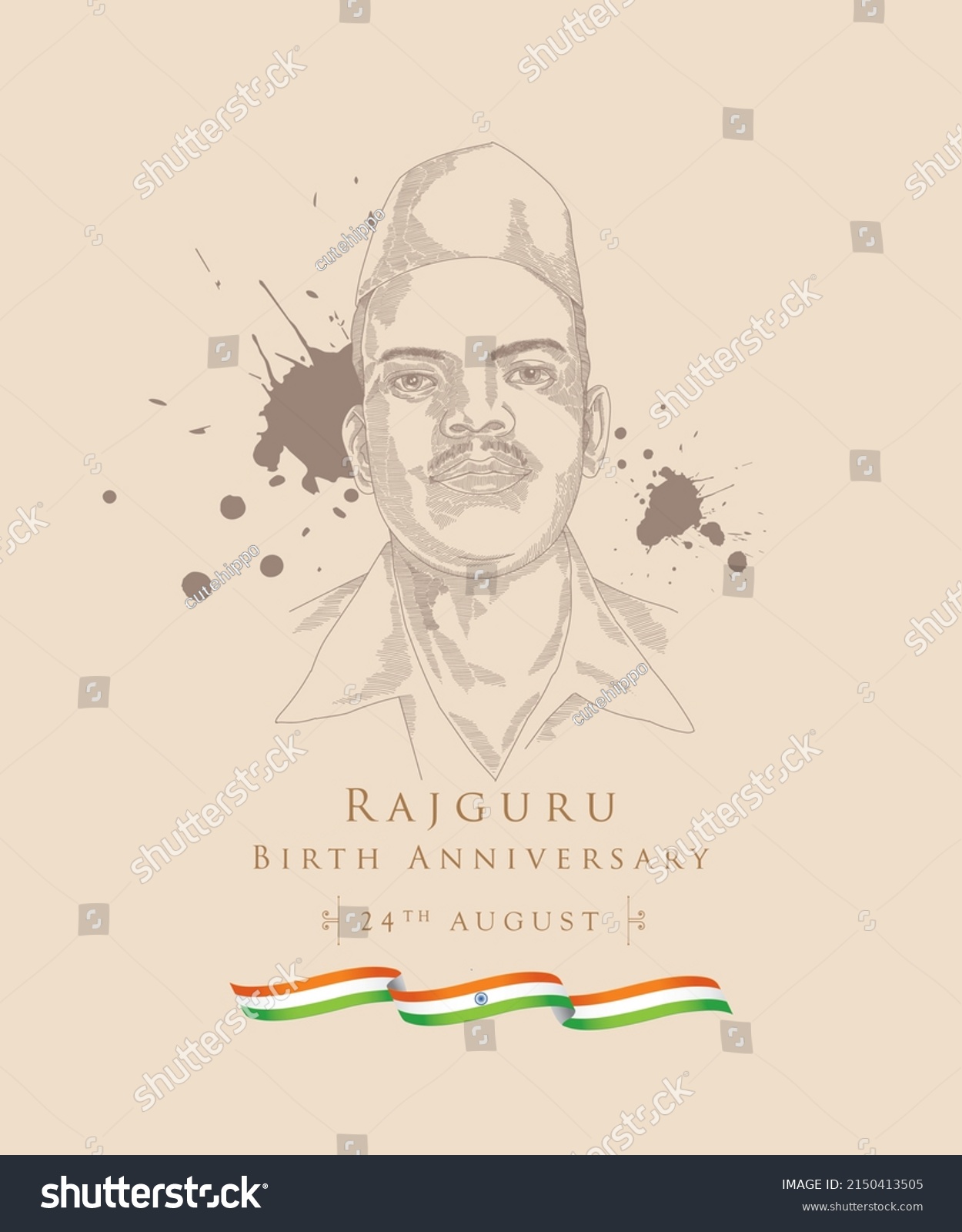 Shivaram Hari Rajguru Indian Independence Activist Stock Vector ...