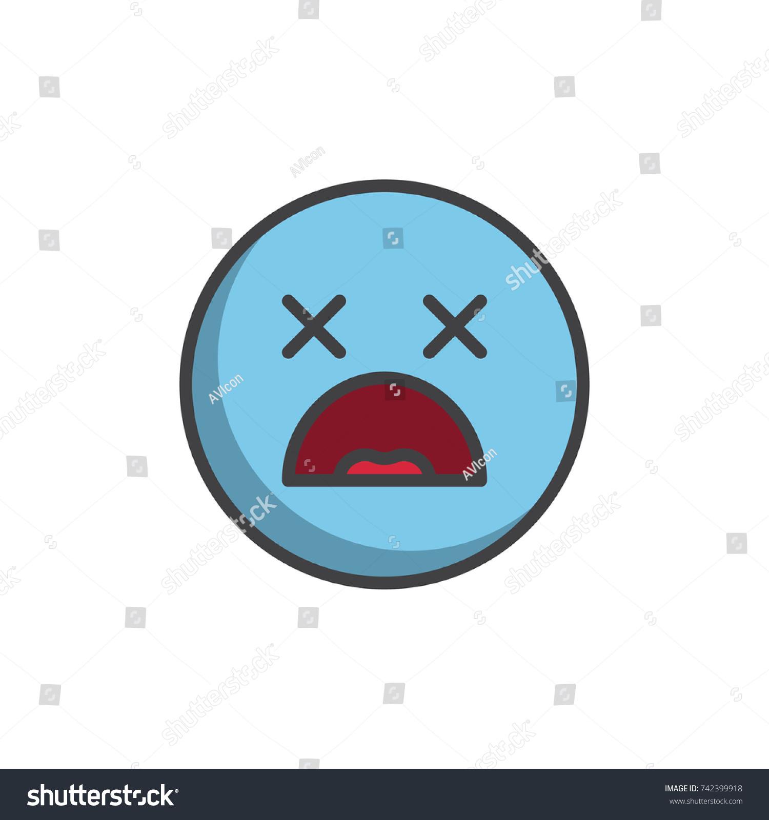 Shocked Face Emoticon Filled Outline Icon Stock Vector (Royalty Free ...