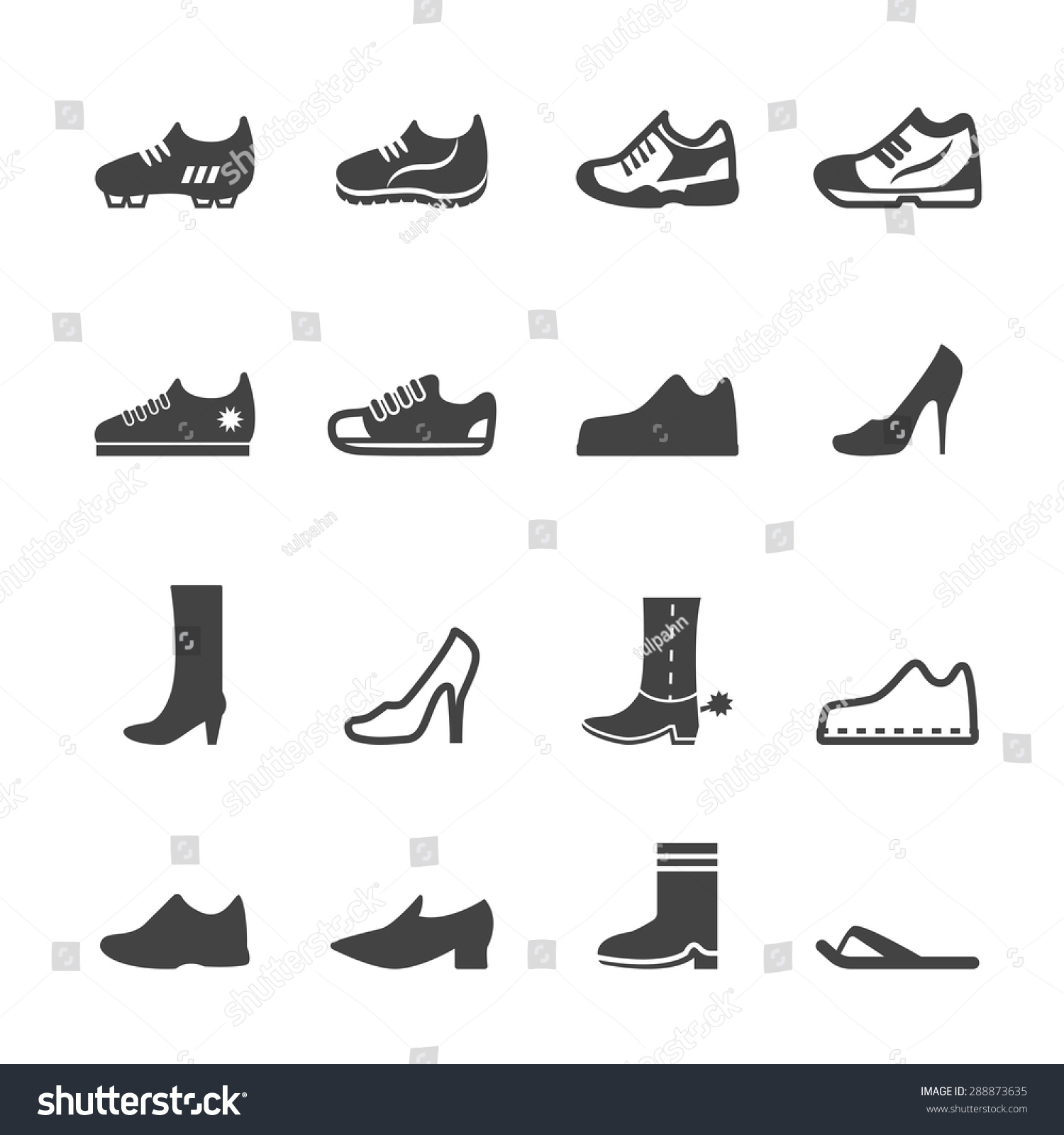 Shoe Icons Mono Vector Symbols Stock Vector (Royalty Free) 288873635 ...