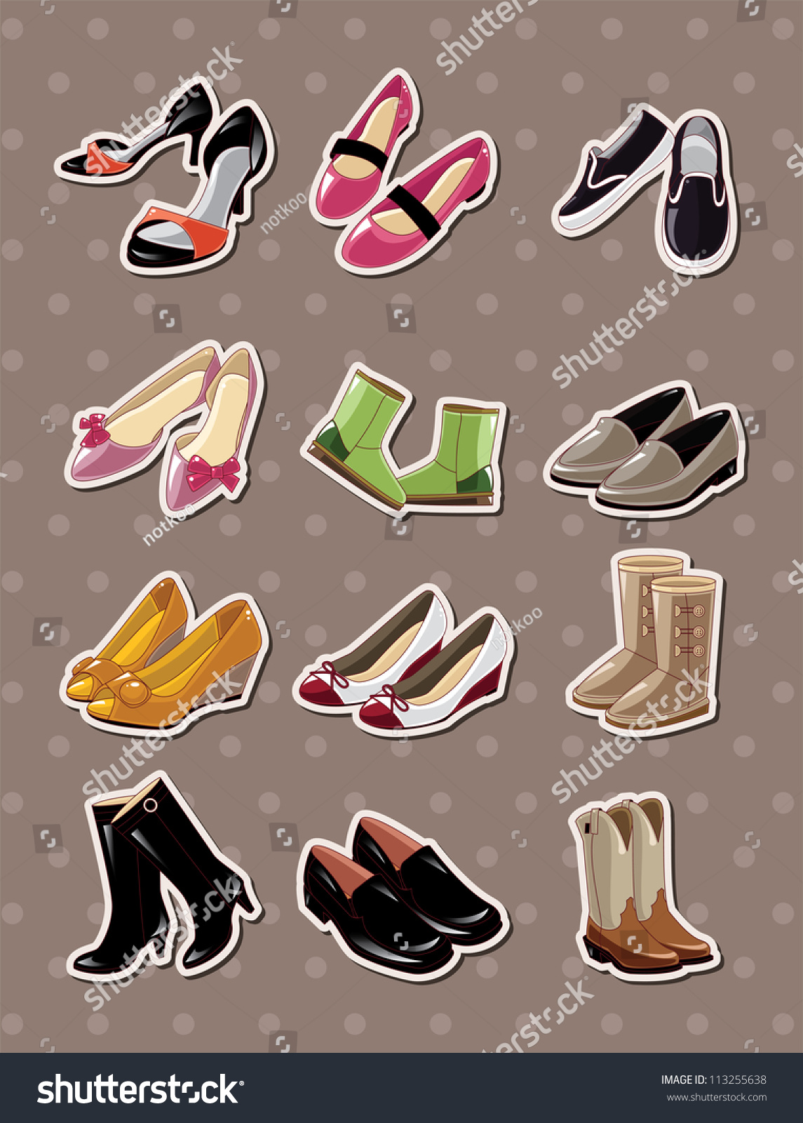 Shoe Stickers Stock Vector Illustration 113255638 : Shutterstock