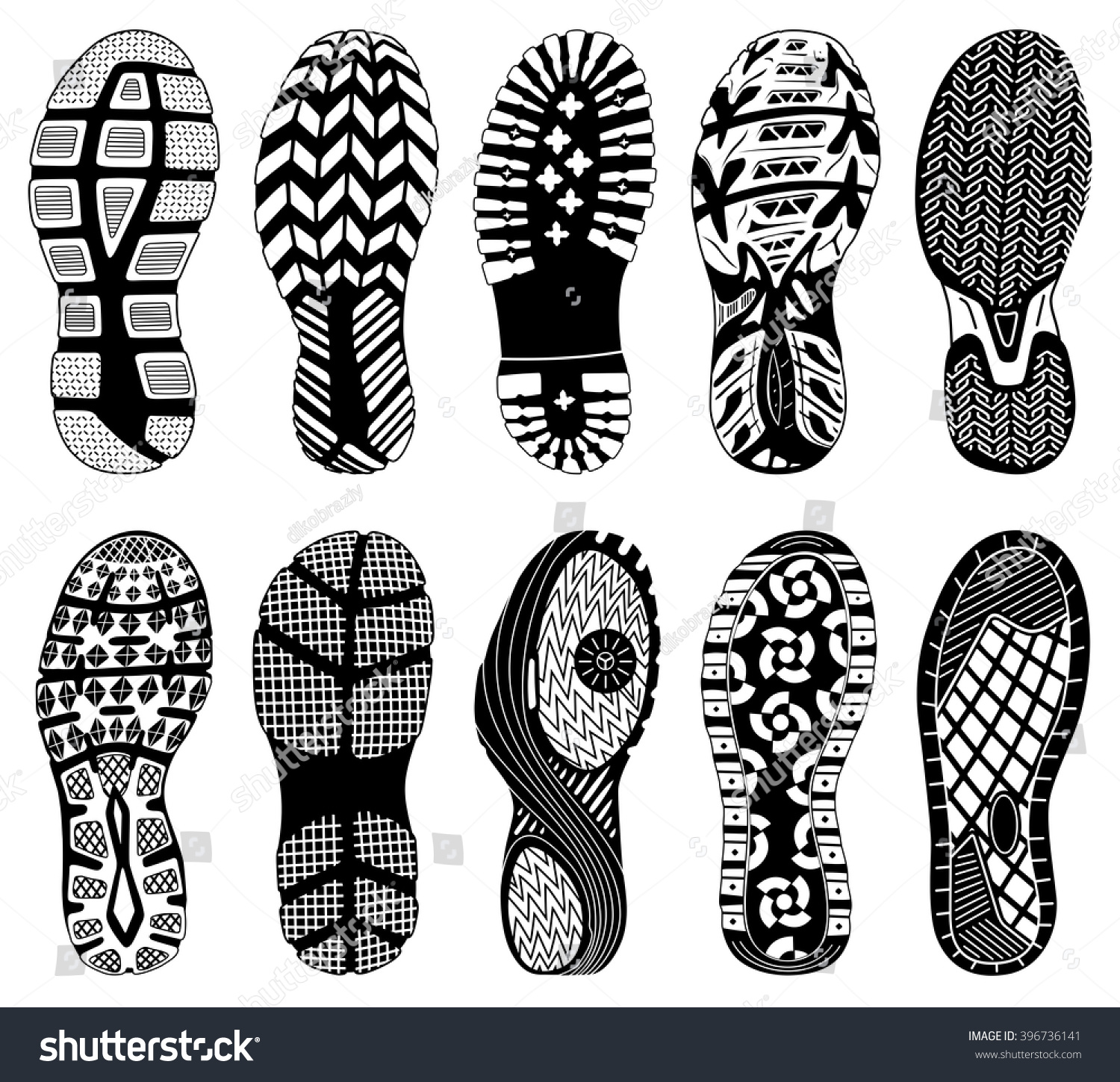 Shoe Tracks Illustration Collection Highly Detailed Stock Vector ...