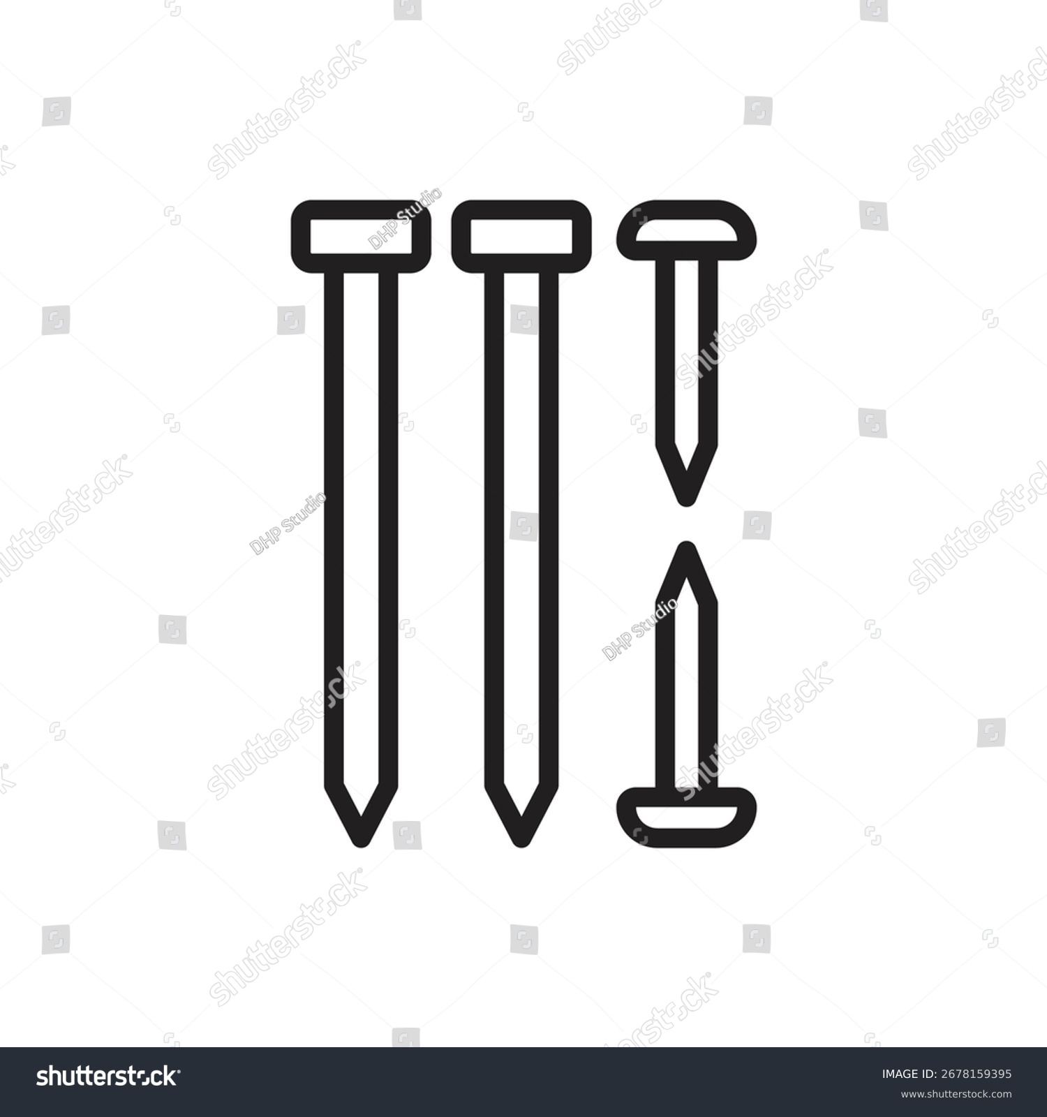 black nails outline, construction, isolated clip art preview