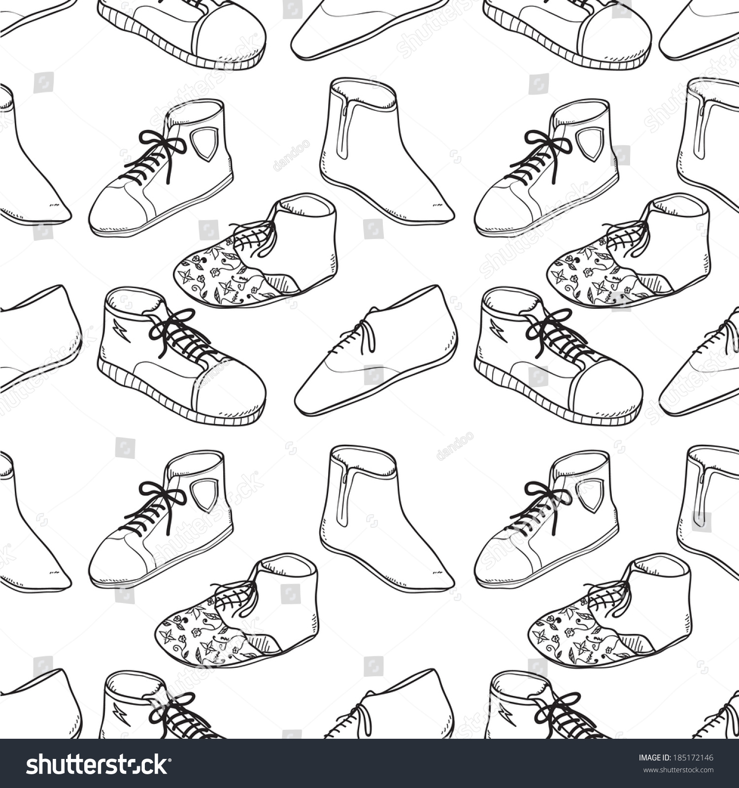 Shoes Background Seamless Stock Vector (Royalty Free) 185172146