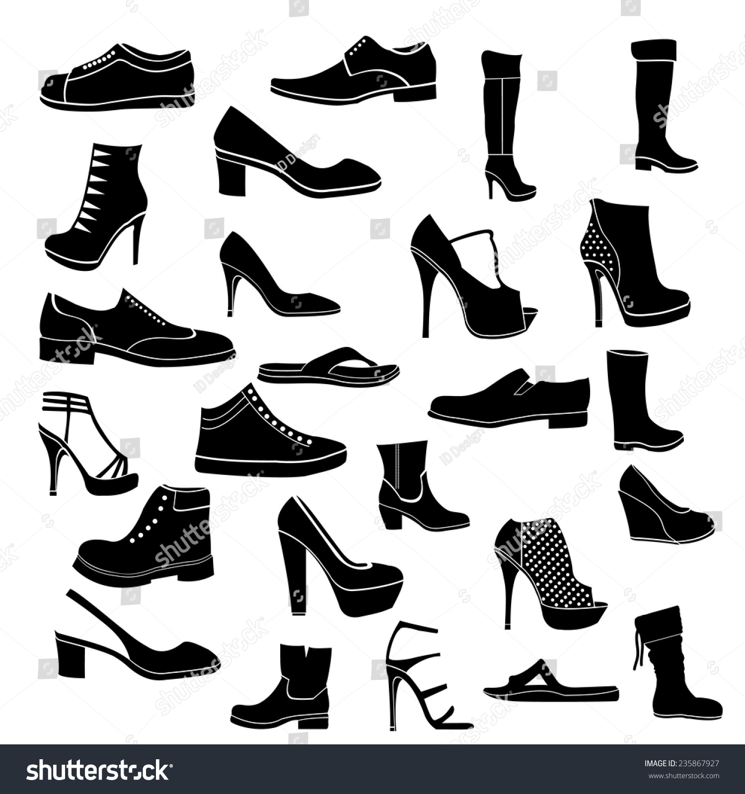 Shoes Icon Black White Stock Vector 235867927 - Shutterstock