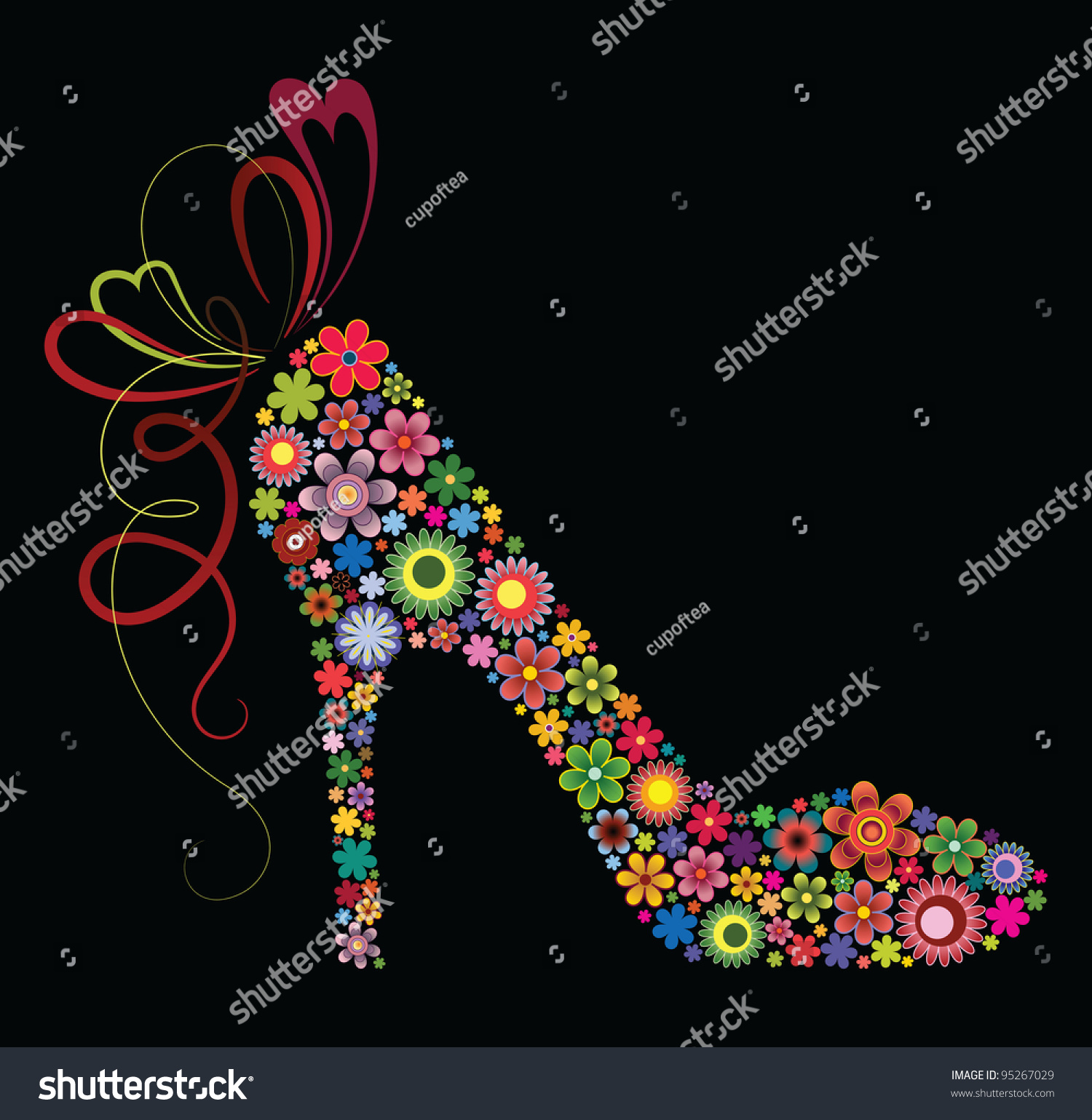 Shoes Flowers Stock Vector (Royalty Free) 95267029 | Shutterstock