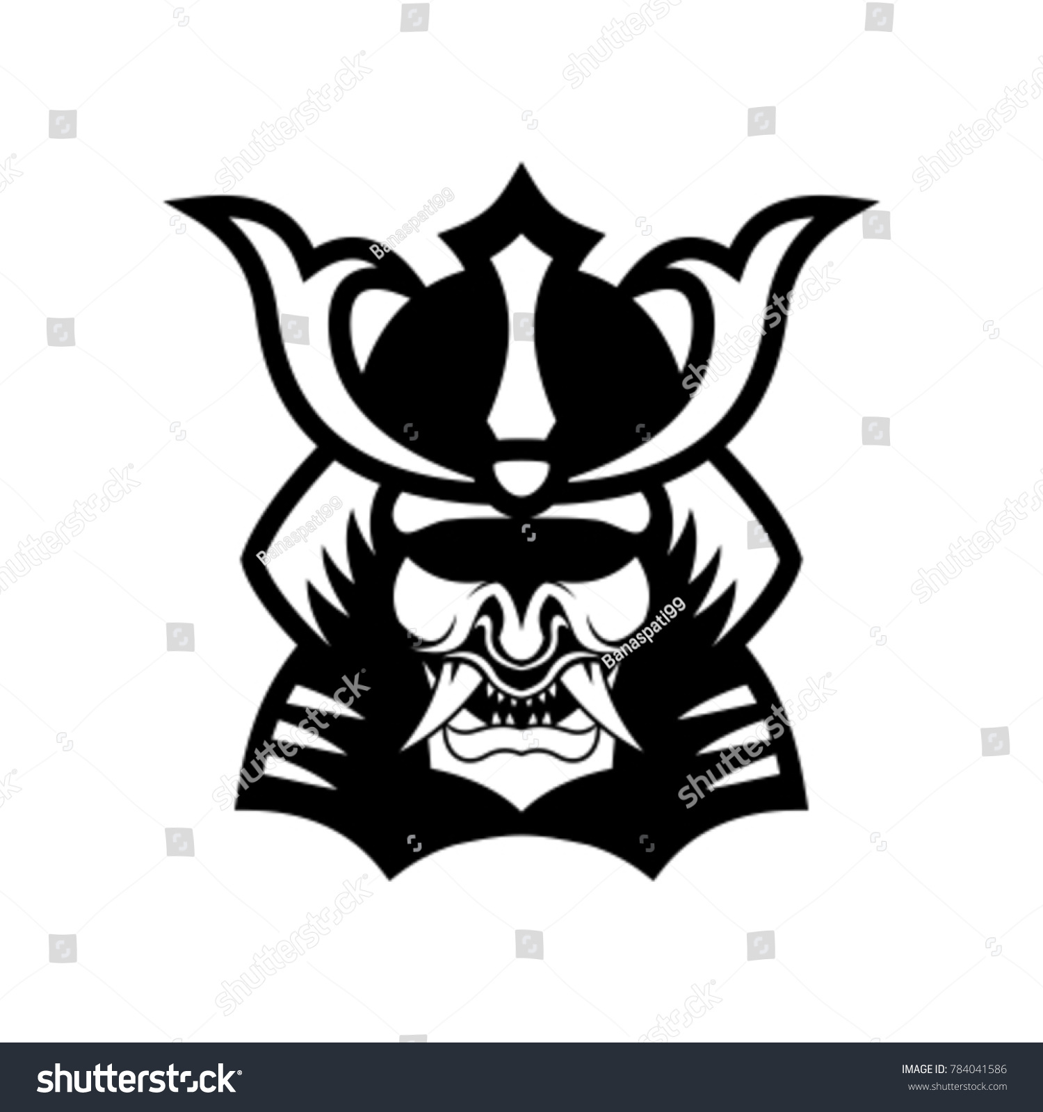 Shogun Japanese Mask Helmet Illustration Stock Vector Royalty Free