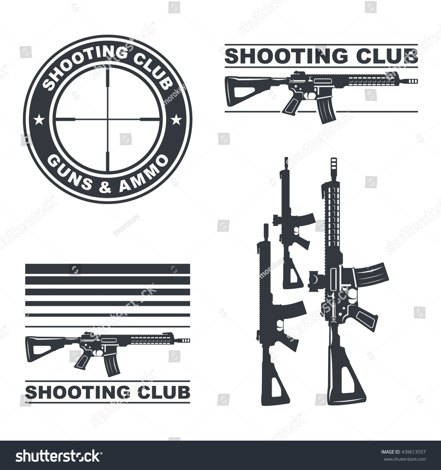 Shooting Club Emblem Labels Badges Logos Stock Vector (Royalty Free ...