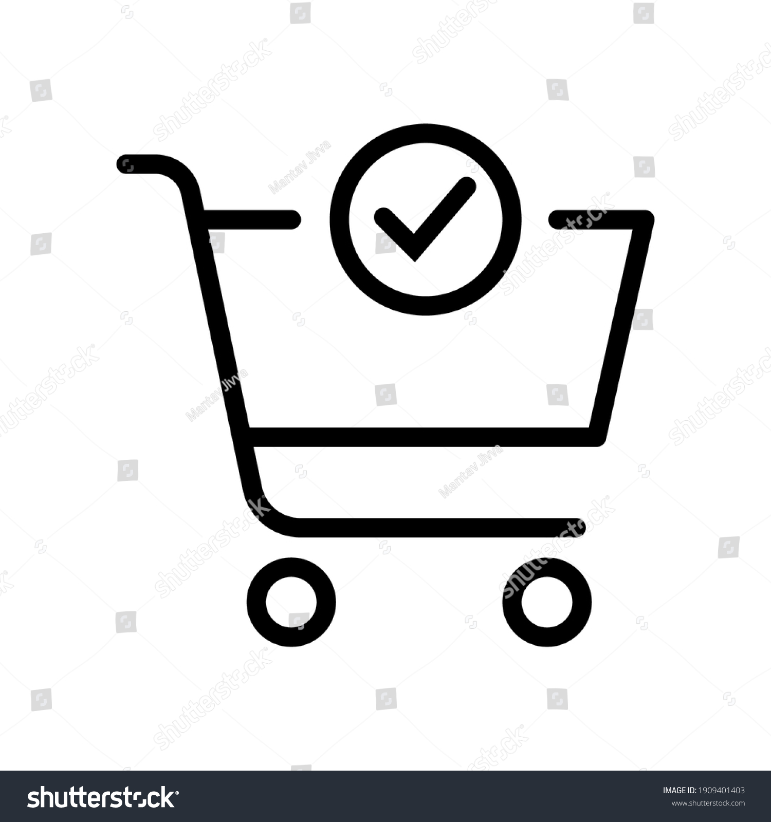 SVG of Shopping cart and check mark icon. Simple line style for web and app. Trolley symbol on white background. Vector Illustration. EPS10 svg