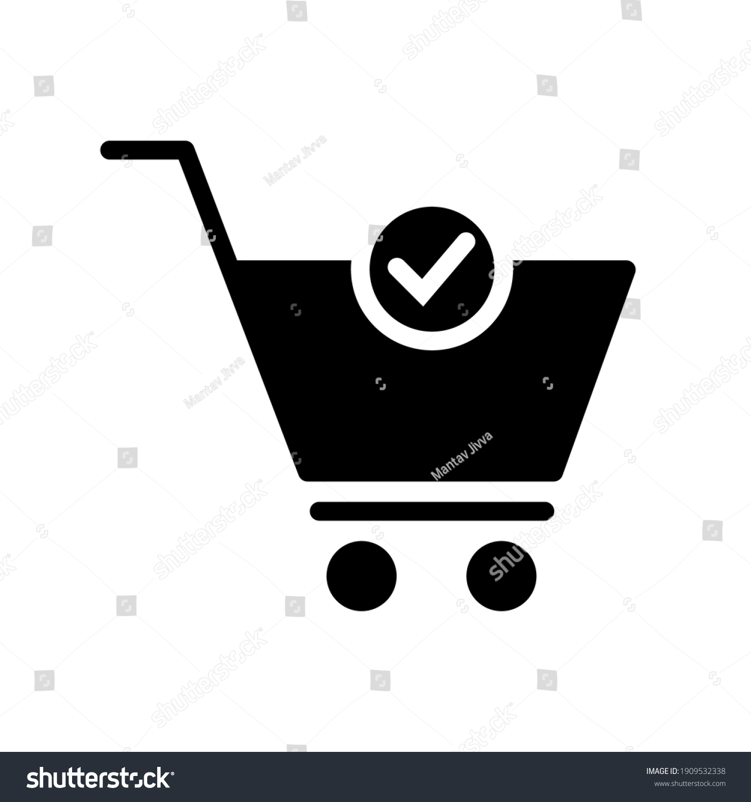 SVG of Shopping cart and check mark icon. Simple solid style for web and app. Trolley symbol on white background. Vector Illustration. EPS10 svg