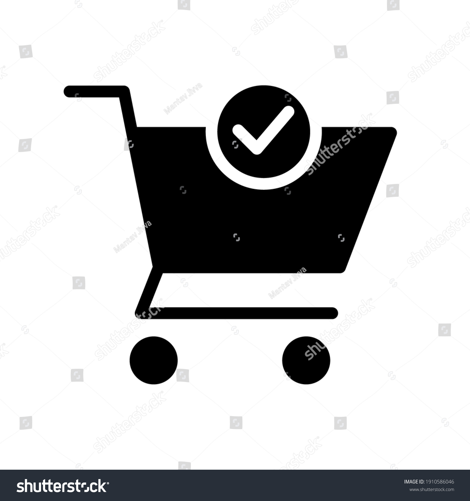 SVG of Shopping cart and check mark icon. Simple solid style for web and app. Trolley symbol on white background. Vector Illustration. EPS10 svg