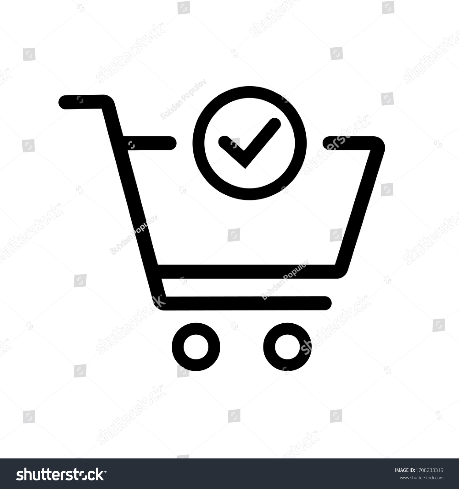 SVG of Shopping Cart and Check Mark Icon. Trolley symbol on white background. Vector Illustration. svg