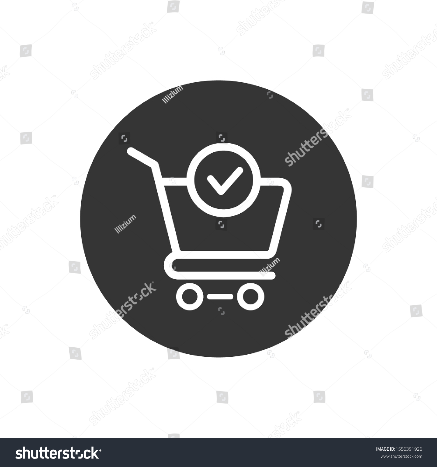 SVG of Shopping cart and check mark icon vector completed order, confirm flat sign symbols logo illustration isolated. Concept design art for business and online Marketing svg