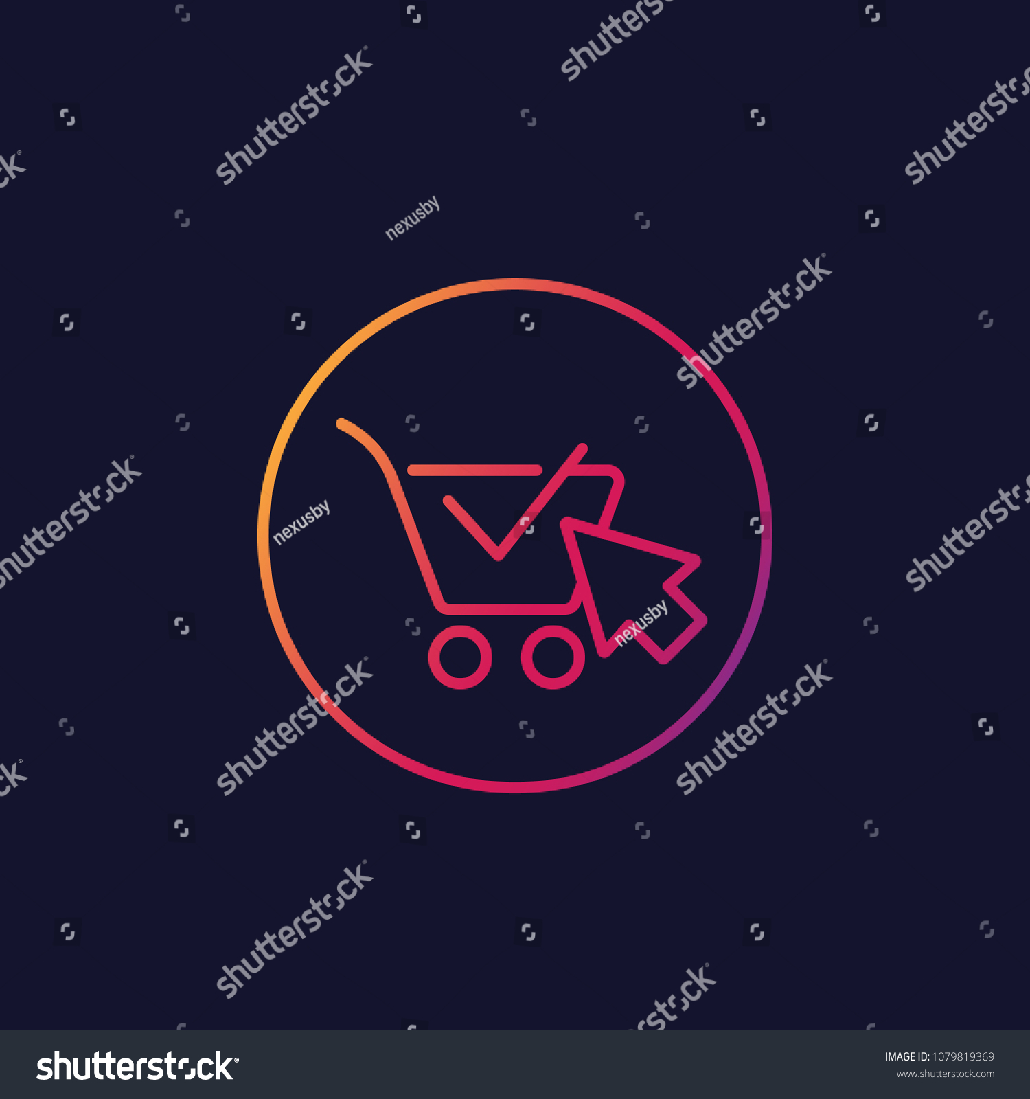 SVG of shopping cart, completed order, e-commerce, vector linear icon svg