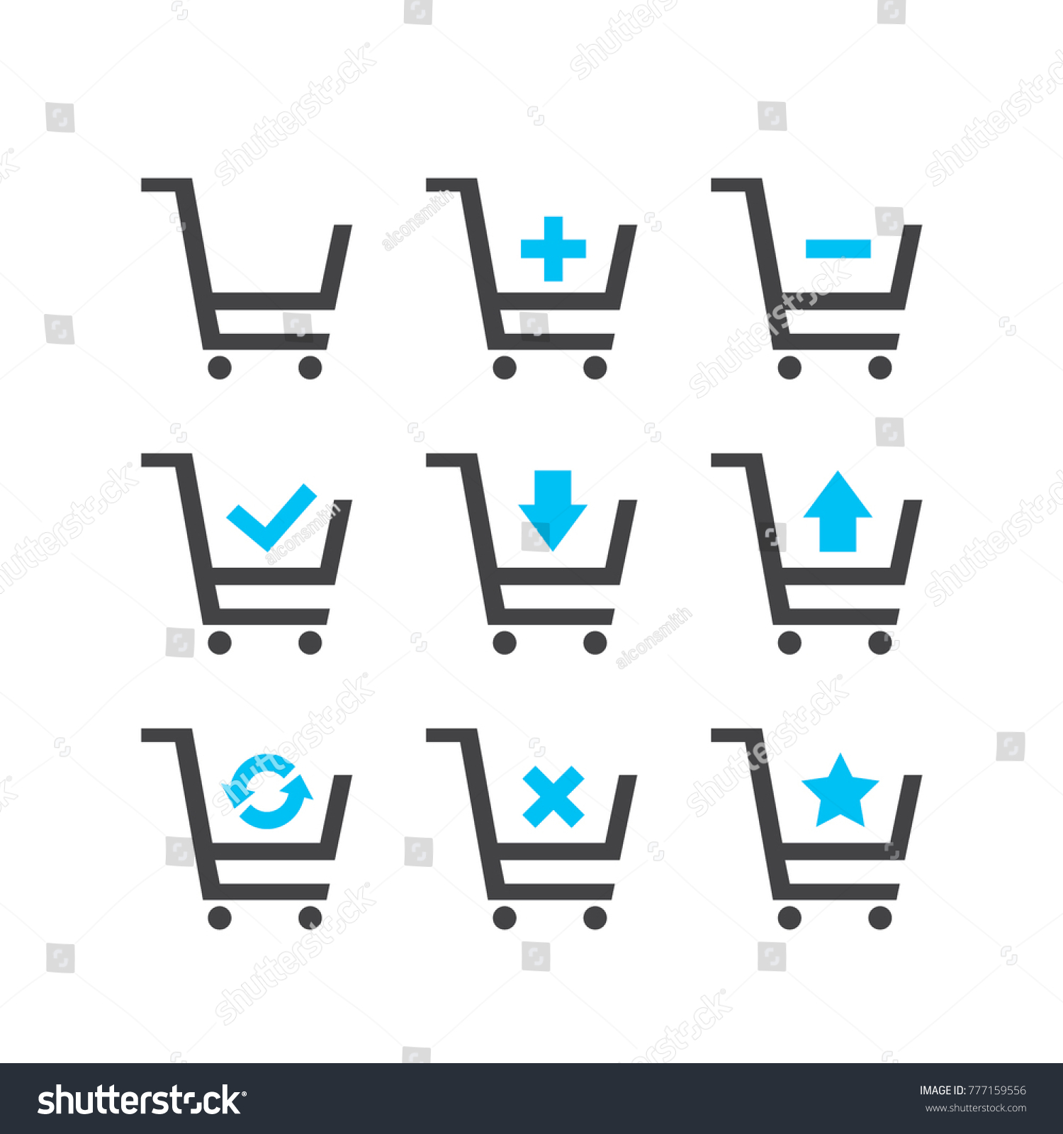 Shopping Carts Icon Collection Add Remove Stock Vector (Royalty Free