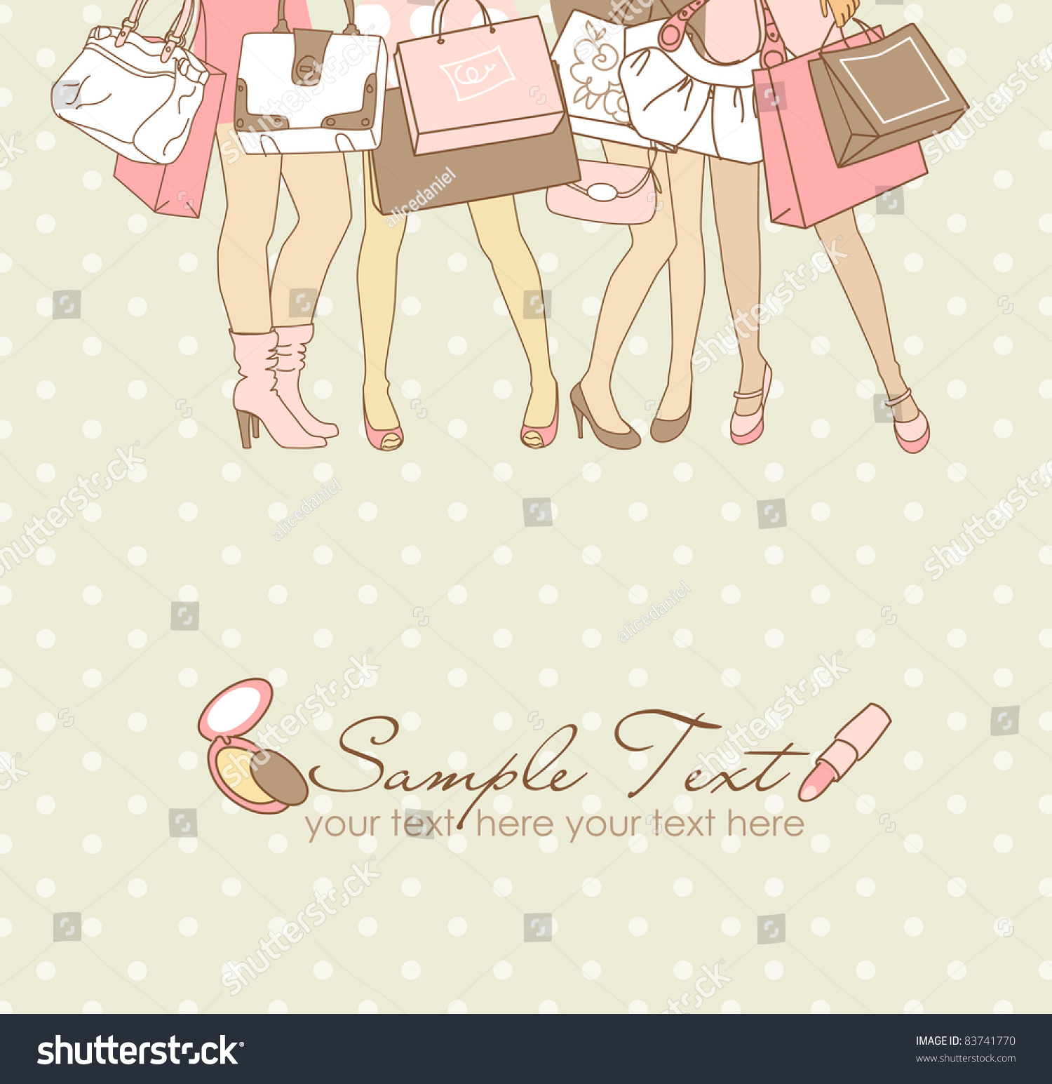 Shopping Girls Stock Vector Illustration 83741770 : Shutterstock