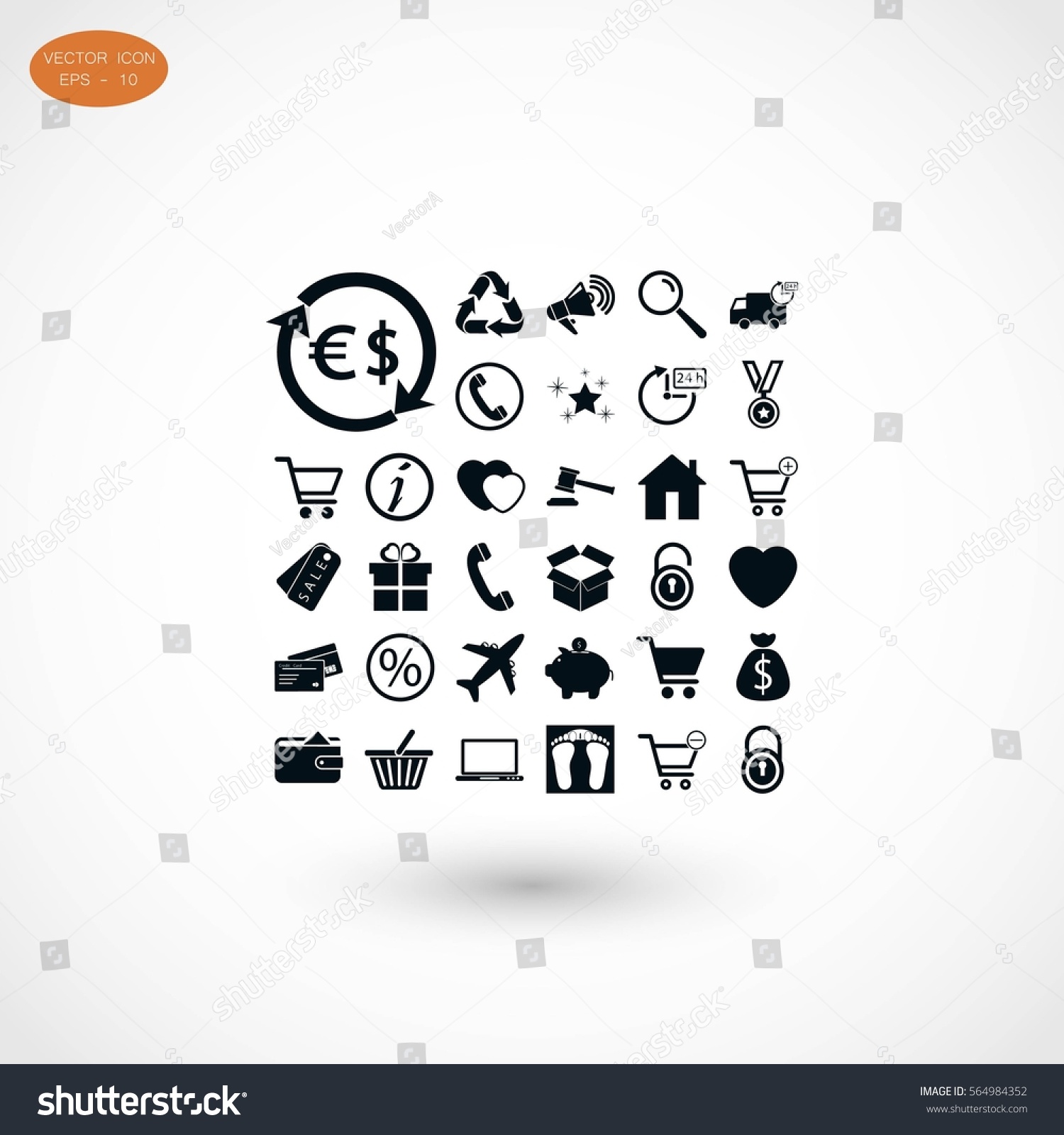 Shopping Icons Vector Flat Design Best Stock Vector 564984352